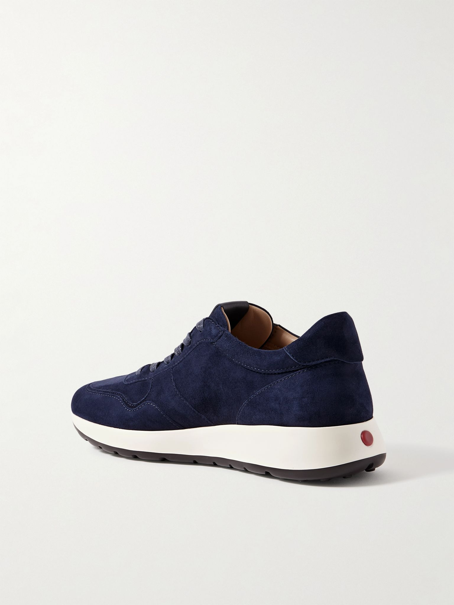Leather-Trimmed Suede Sneakers Navy - 4