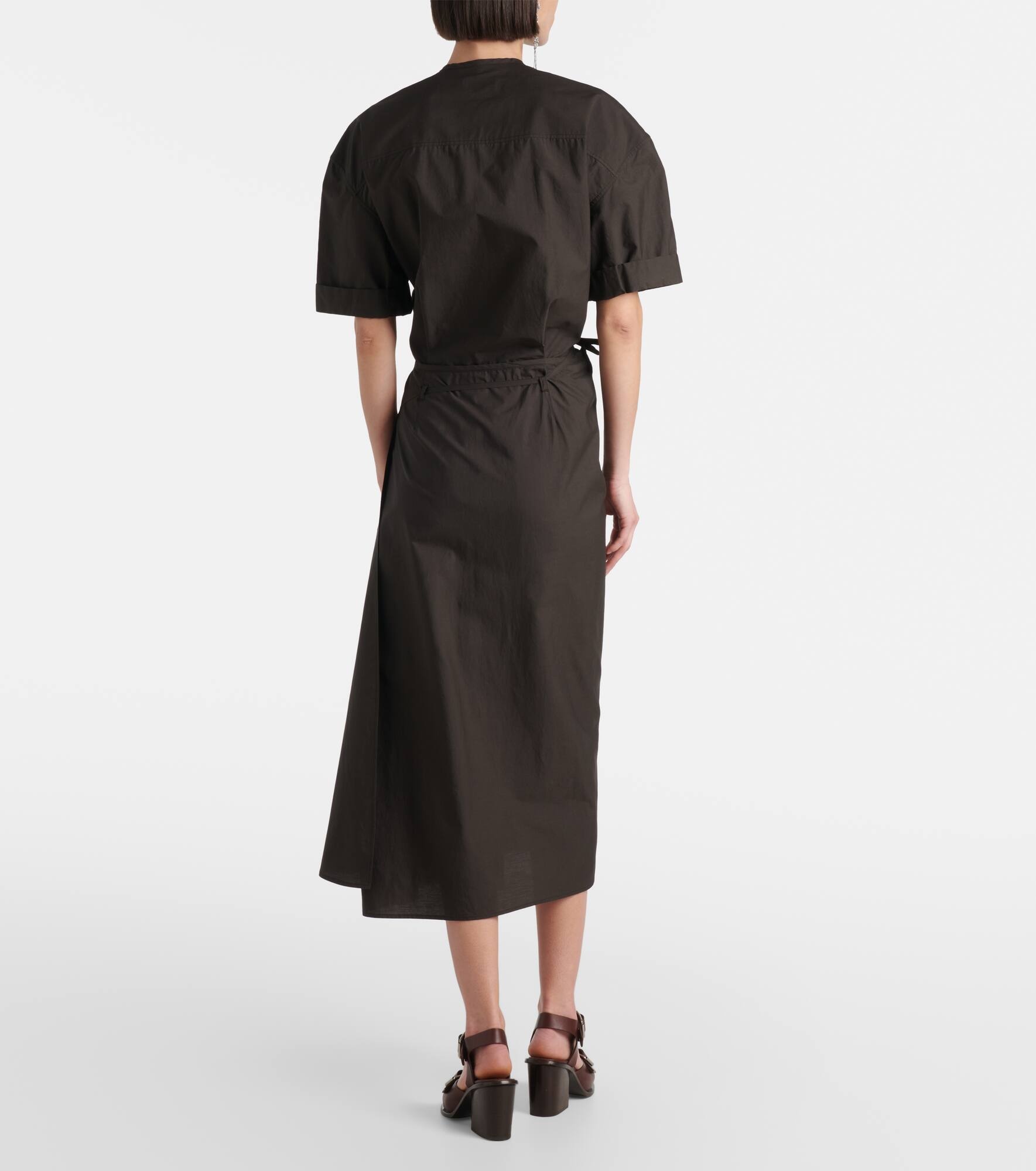 Draped cotton and silk shirt dress - 3