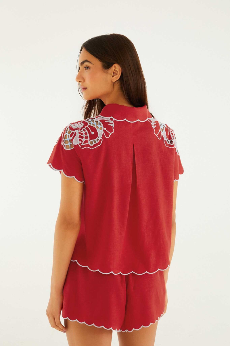 FARM RIO Red Embroidered Shorts outlook
