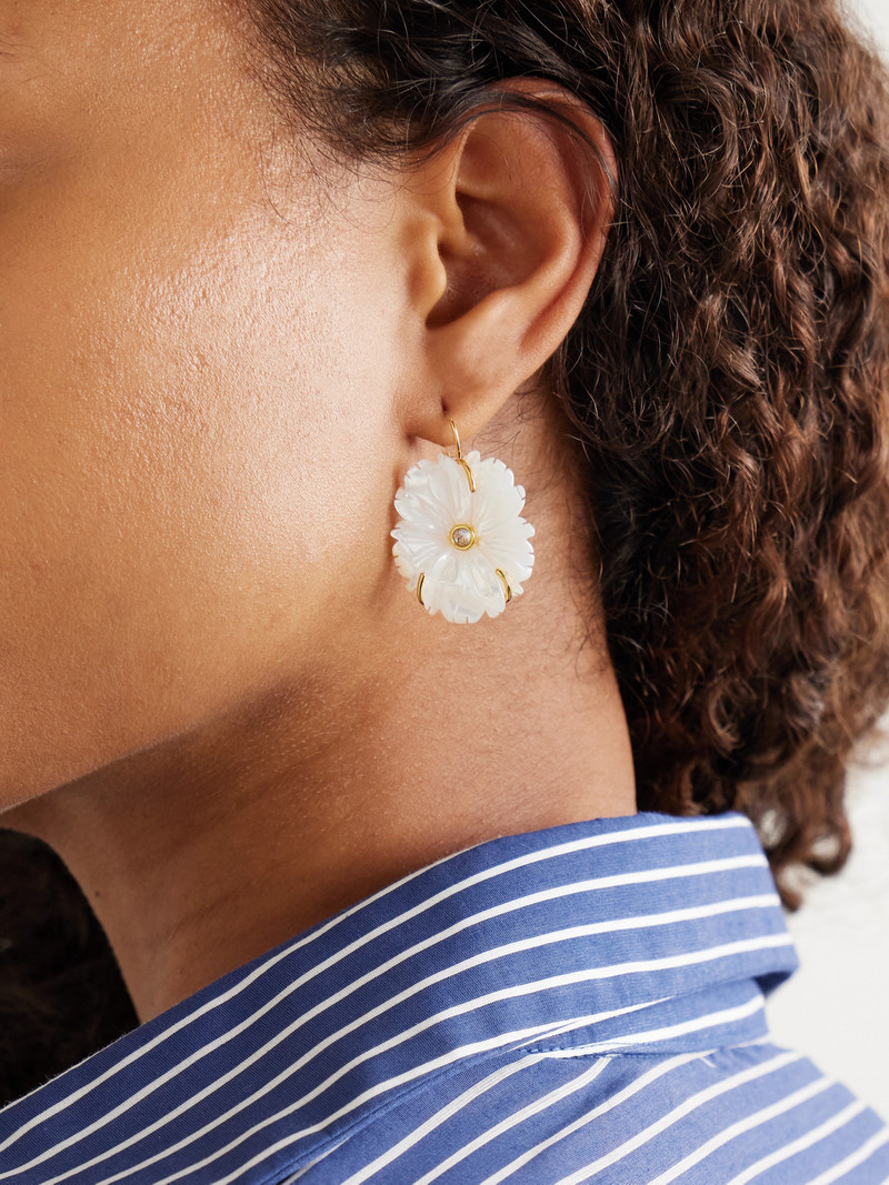 LIZZIE FORTUNATO New Bloom Gold-plated, Mother-of-pearl And Topaz Earrings outlook