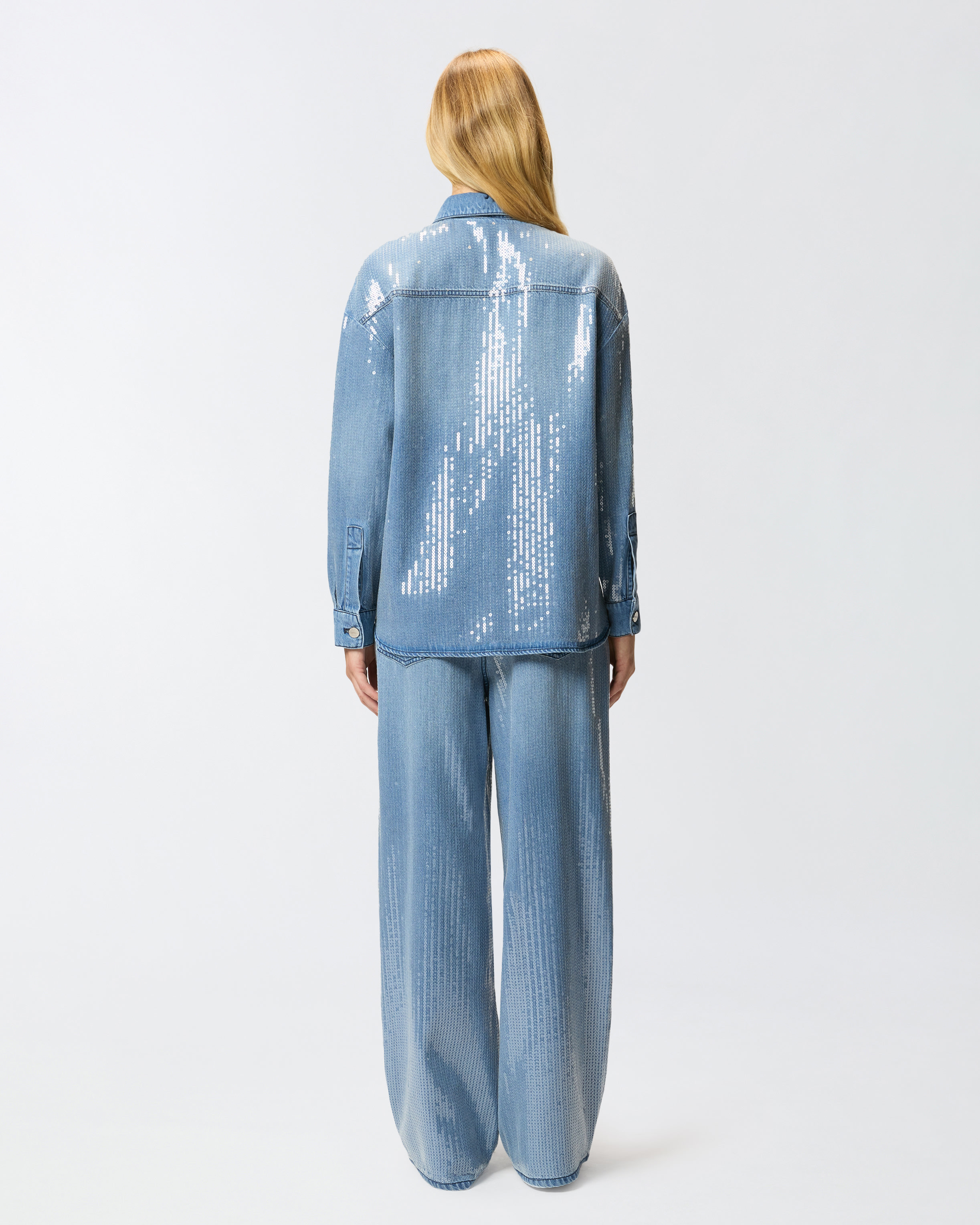 FULLY SEQUINNED DENIM OVERSHIRT - 4