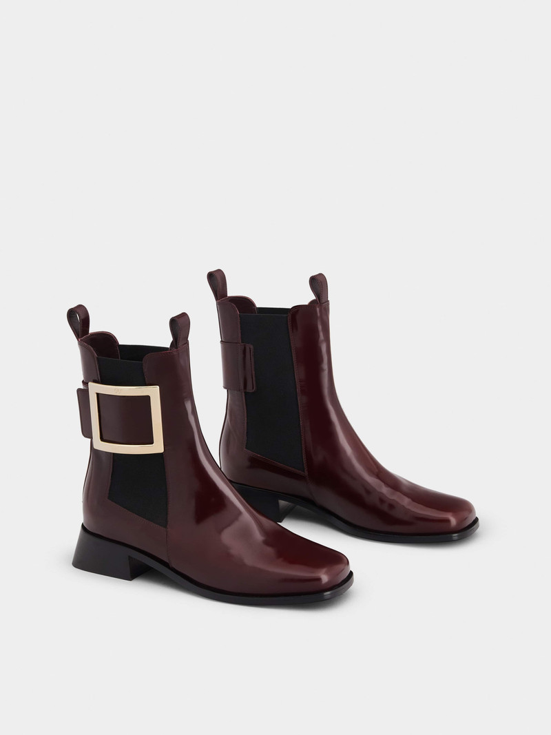 Très Vivier Metal Buckle Chelsea Booties in Leather 2