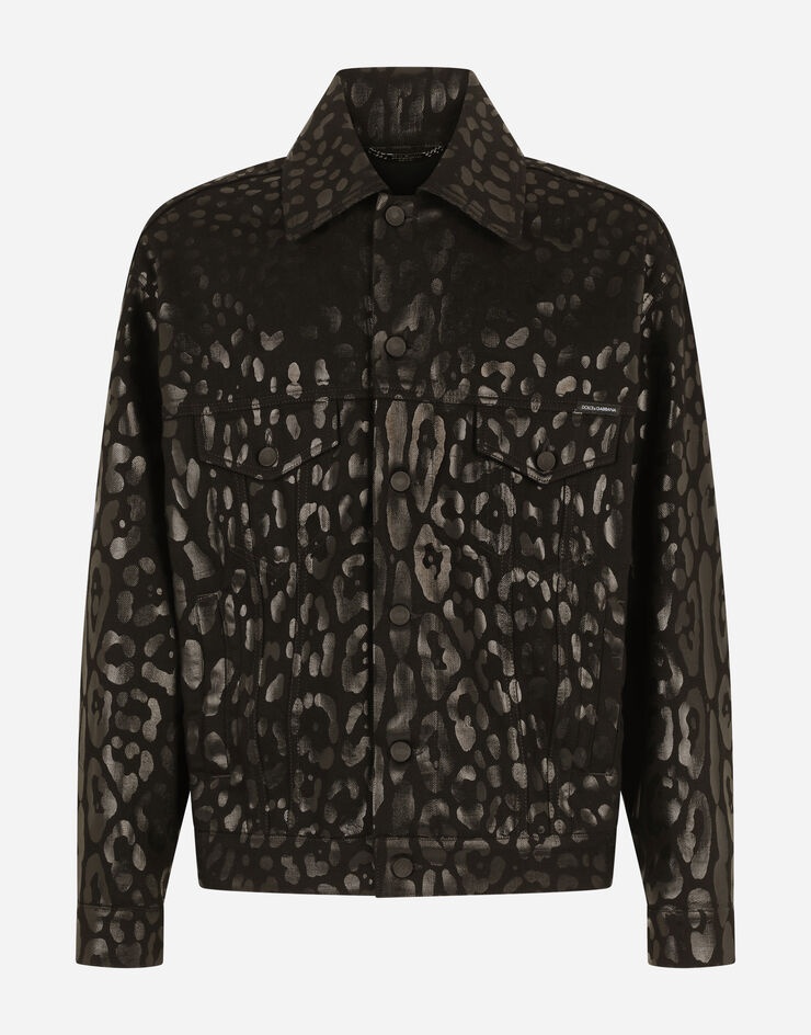 Flocked leopard-print denim jacket - 3