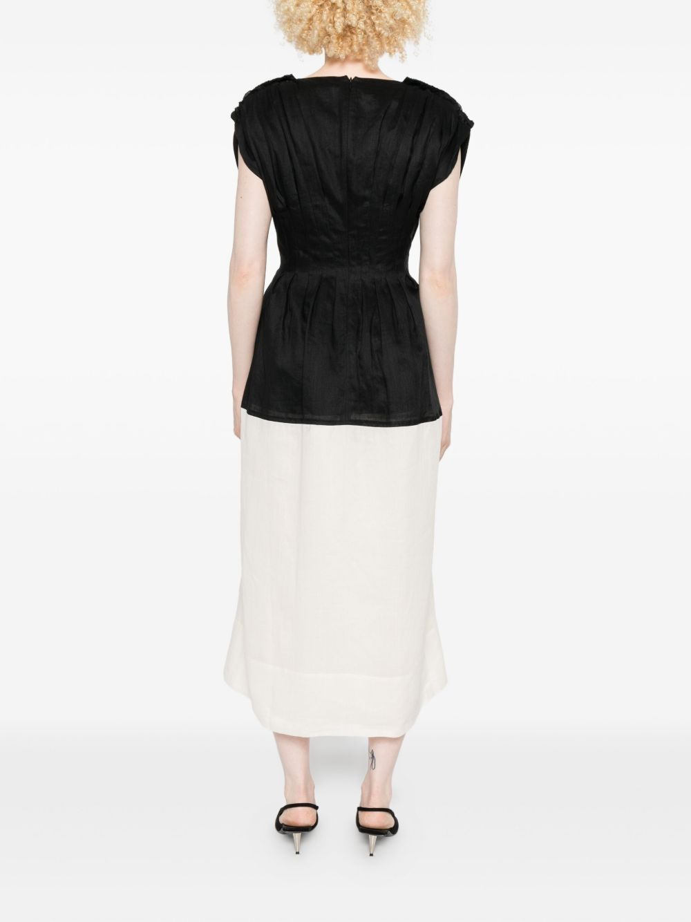 pleated V-neck mini dress - 4