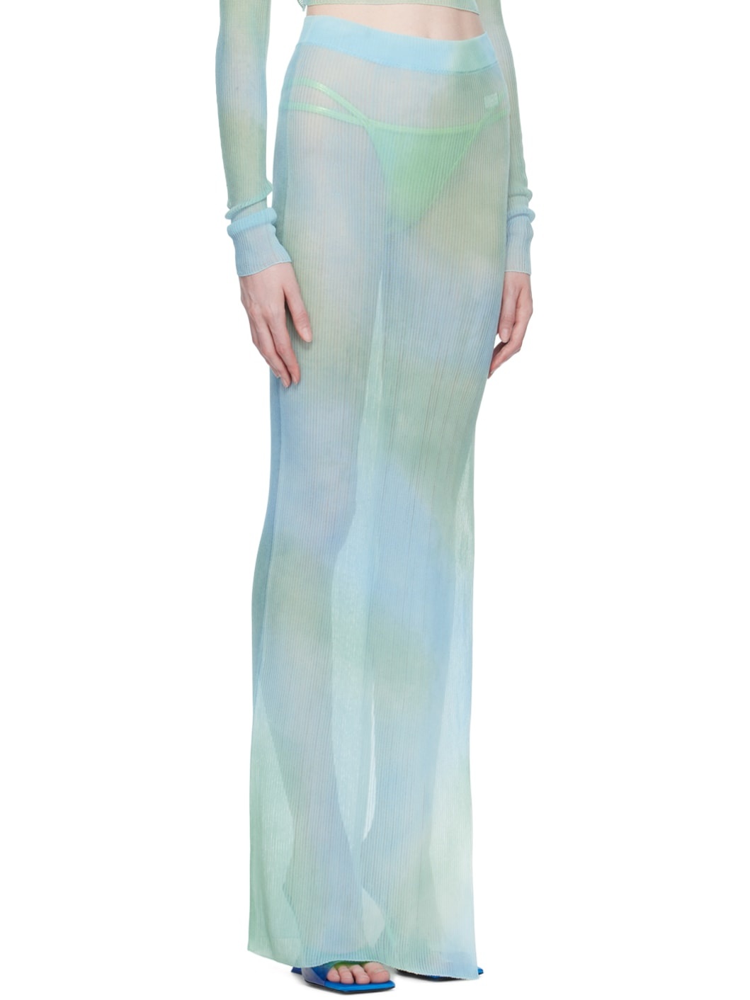Blue Tie-Dye Midi Skirt - 2