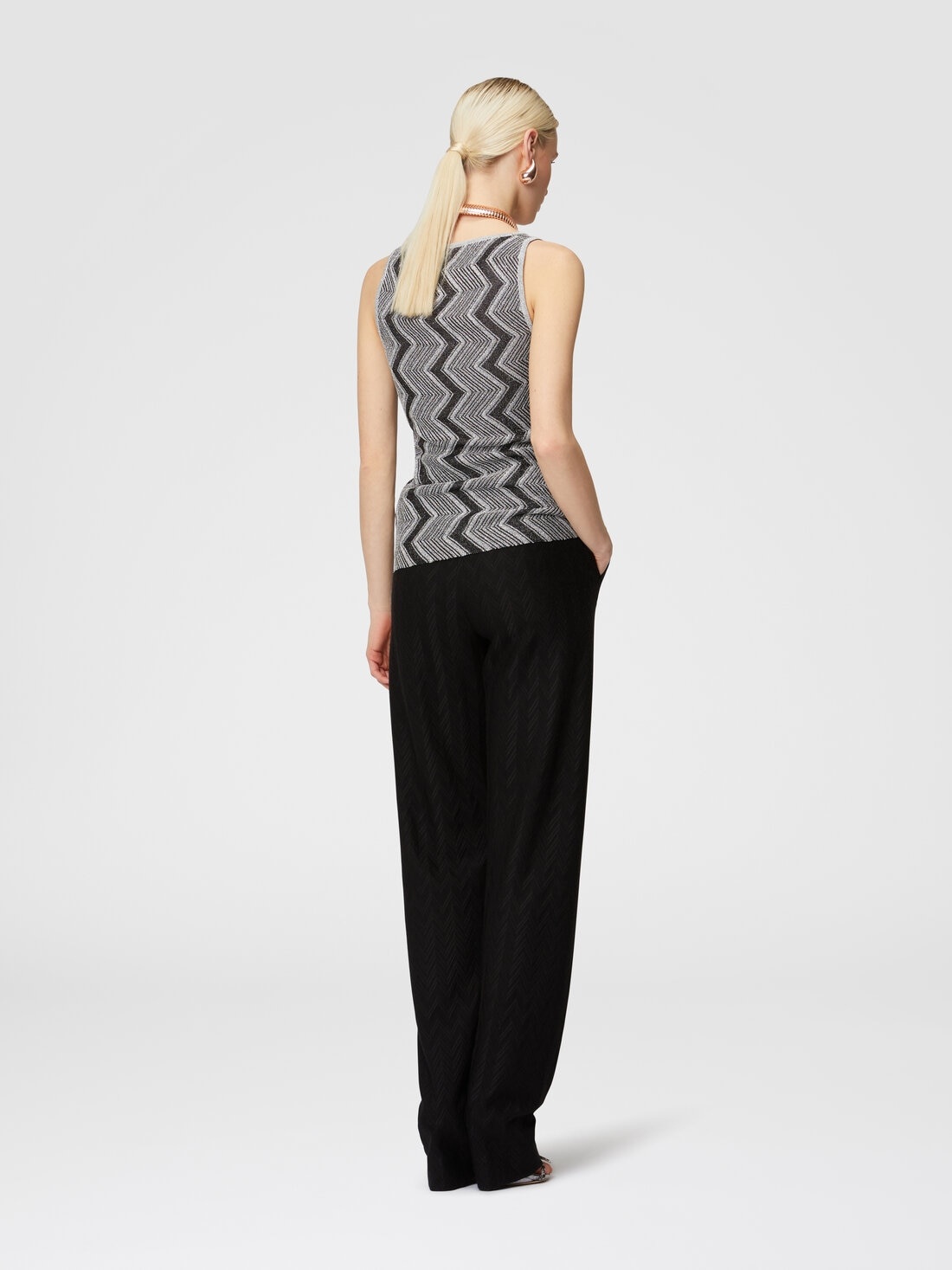 Zig zag lamé viscose tank top - 3