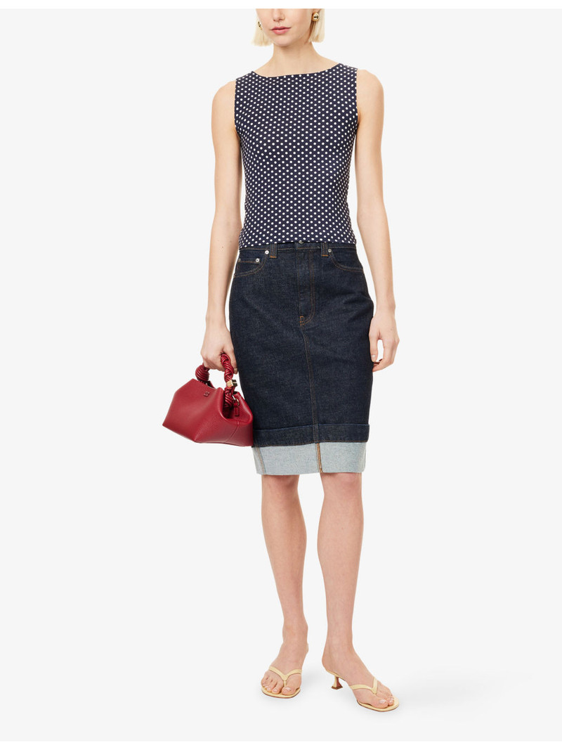 Reformation Dusk Polka-Dot Stretch-Jersey Top outlook