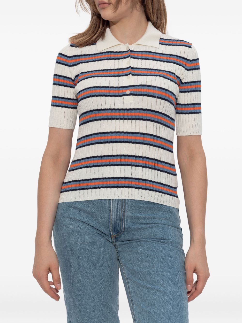 ribbed striped polo top - 3