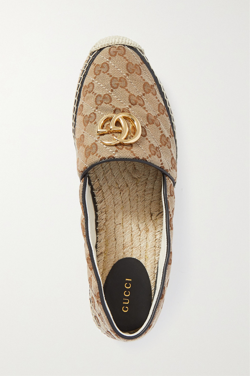 Pilar leather-trimmed embellished logo-detailed canvas espadrilles 6