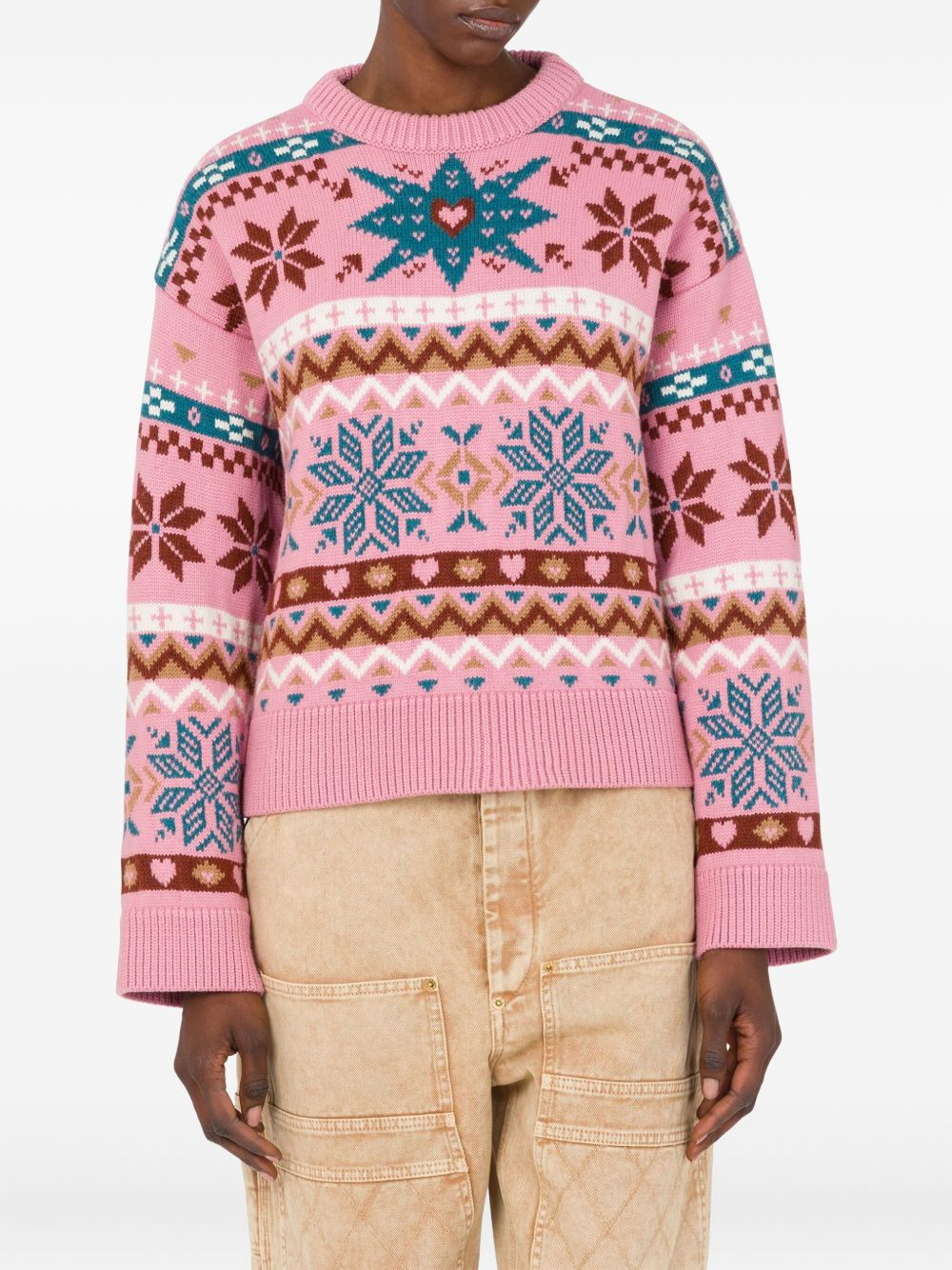 snowflake fairisle wool sweater - 3