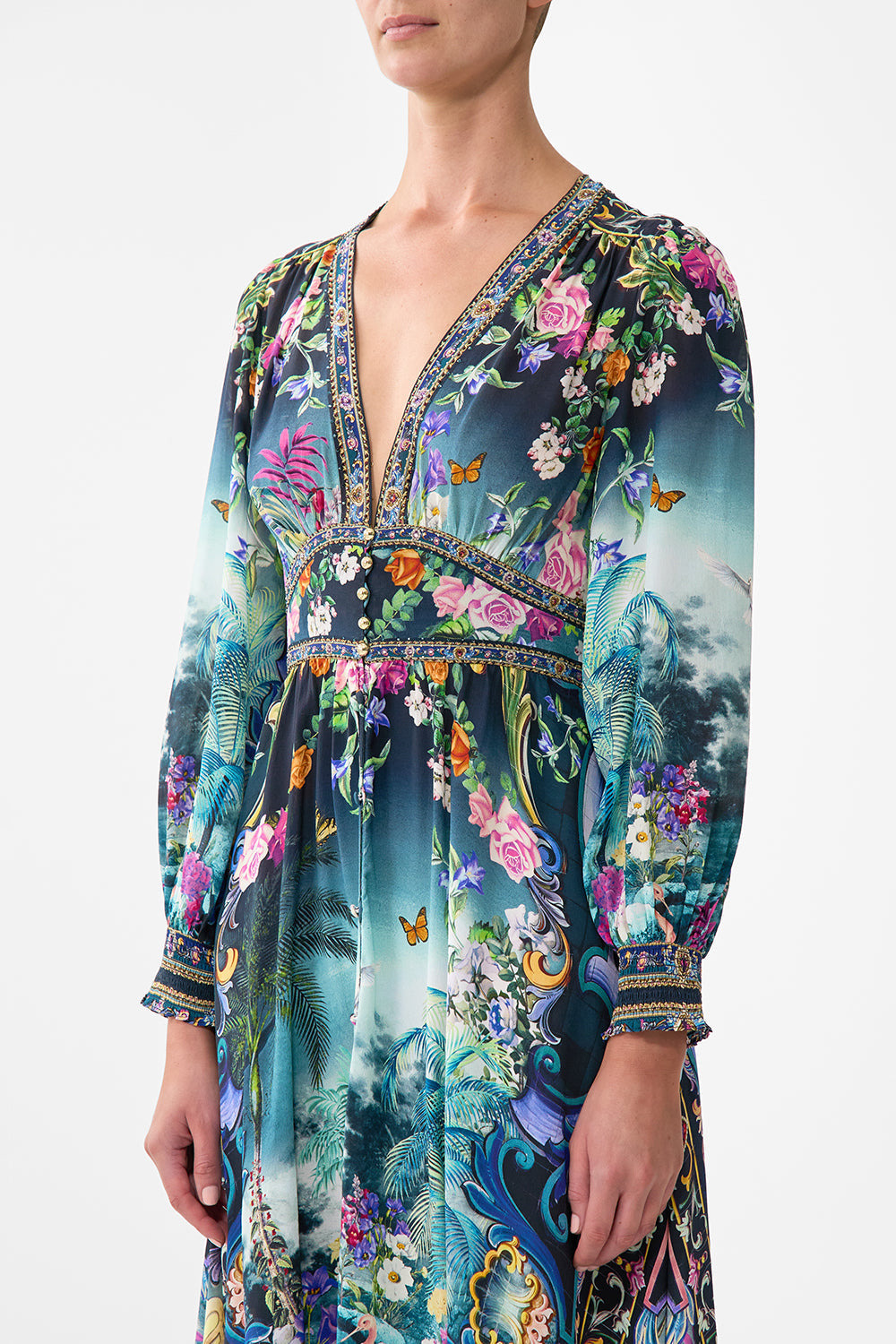 BUTTON DRESS WITH SHAPED WAISTBAND - 5