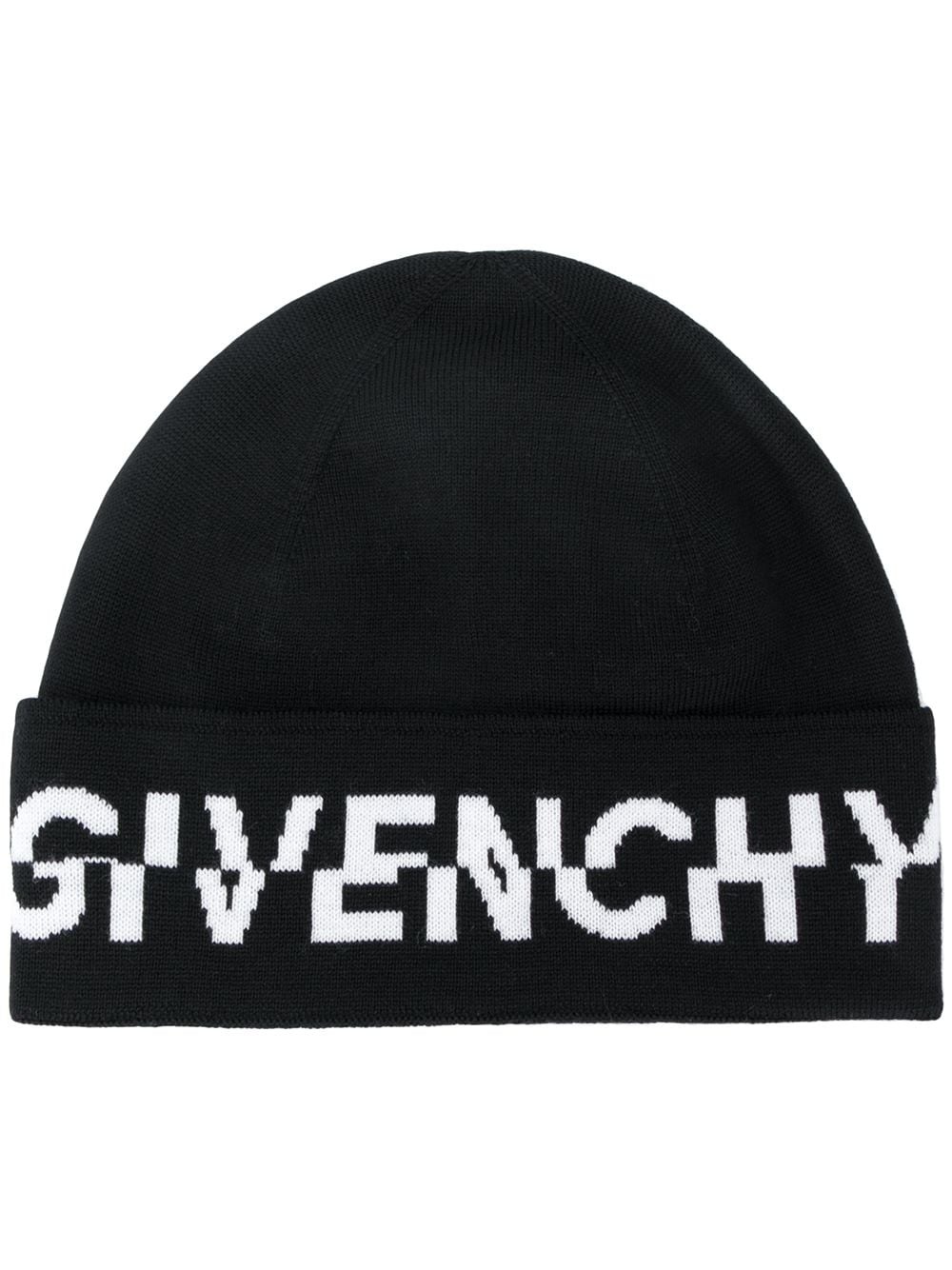 jacquard logo ribbed beanie - 1