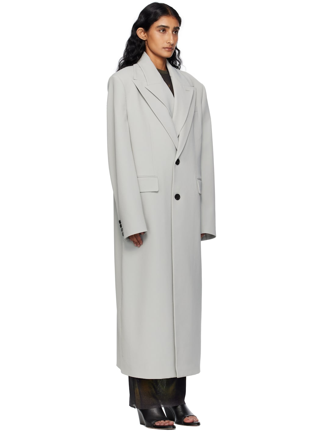 Green Double Layer Body Detail Coat - 2
