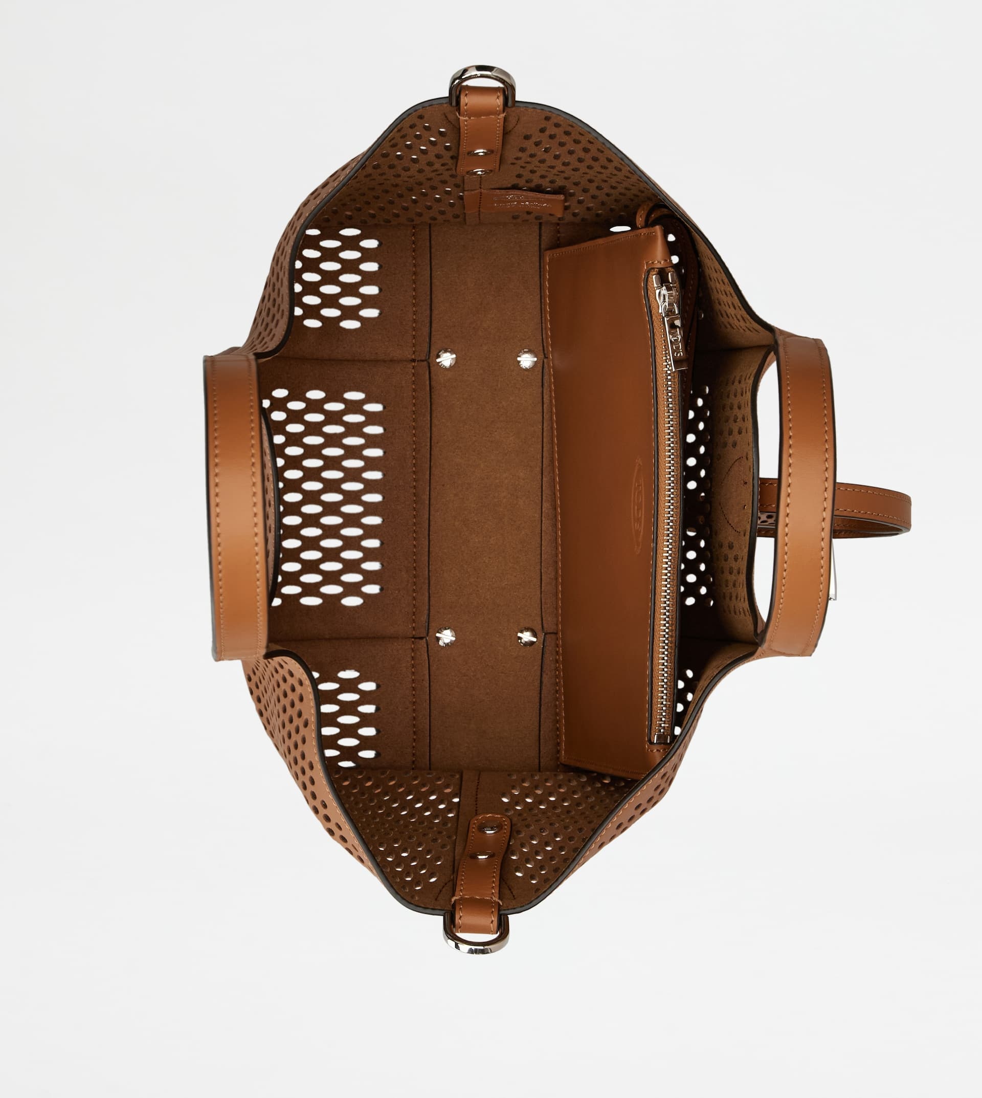 T TIMELESS SHOPPING BAG IN LEATHER MINI - BROWN - 4