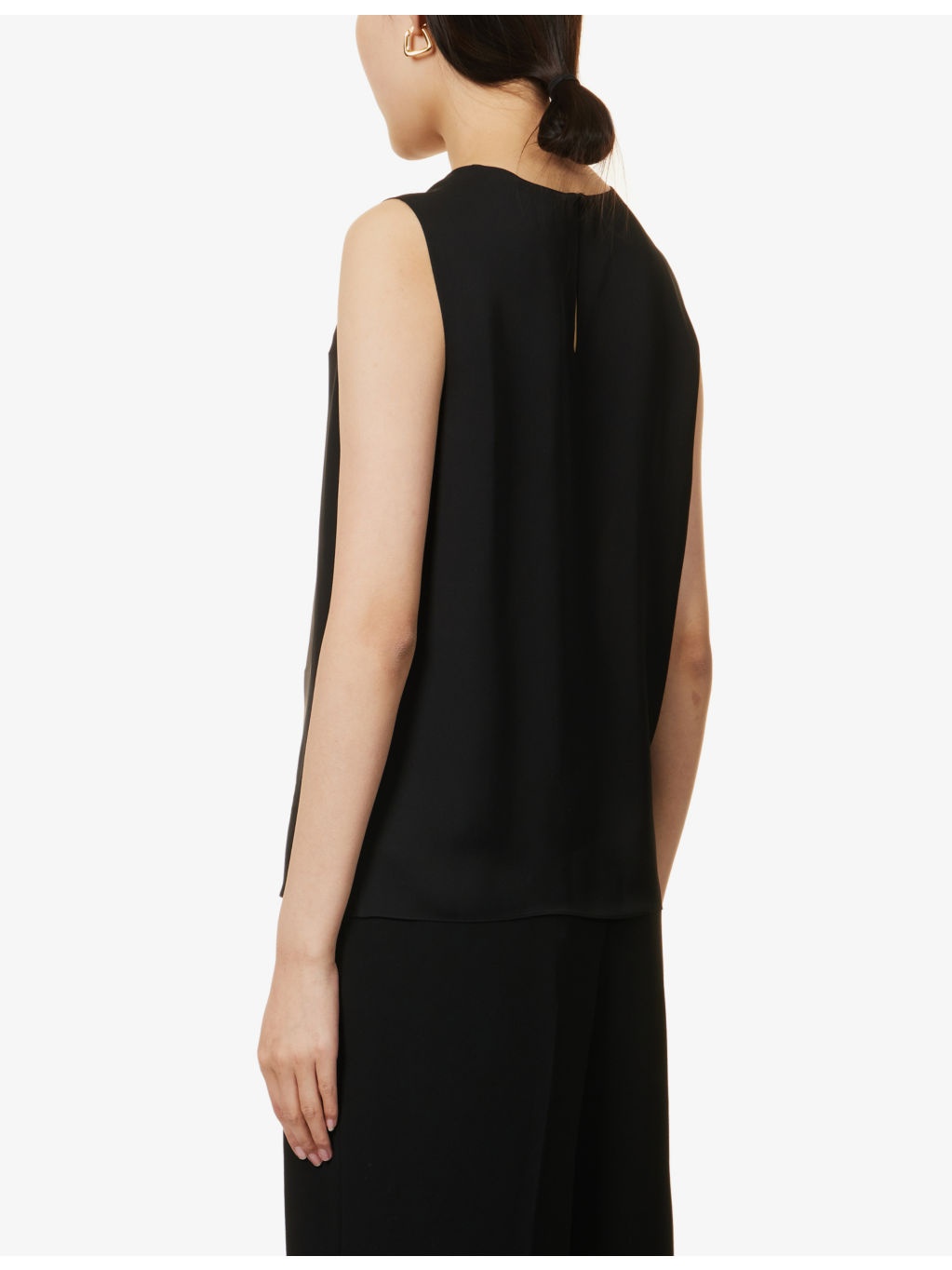 Sleeveless round-neck silk top - 4