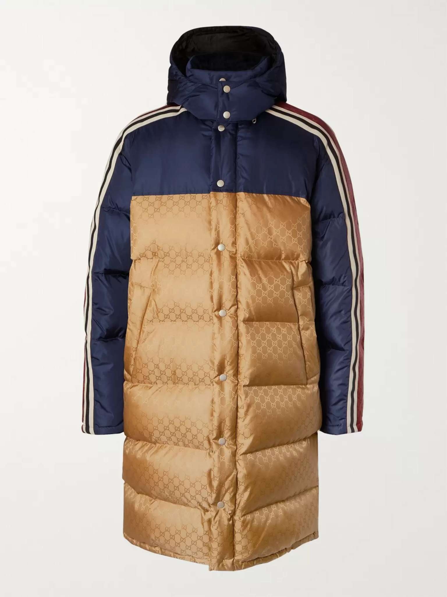 Oversized Quilted Logo-Jacquard Shell Hooded Down Jacket - 1