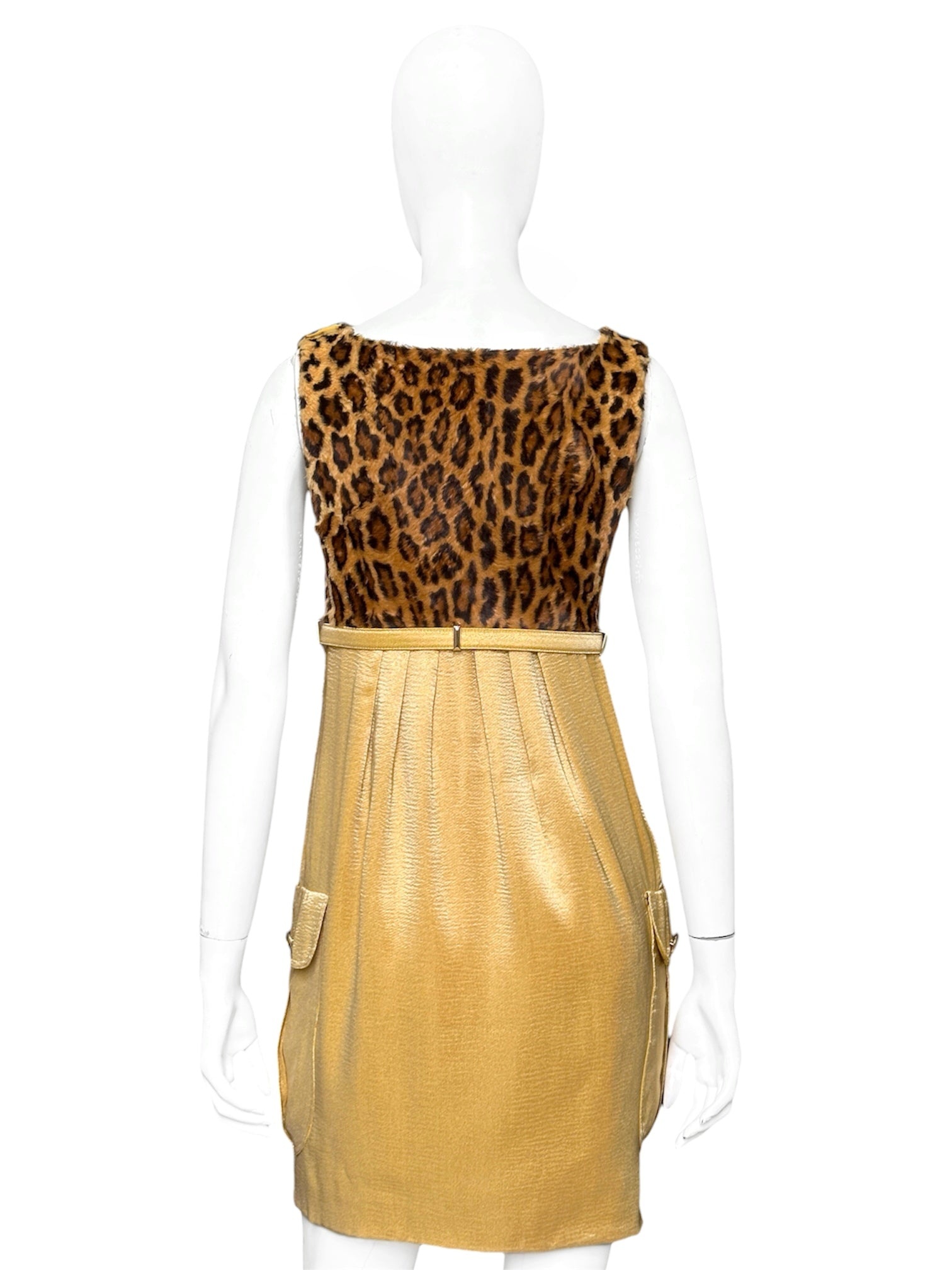 Gianni Versace Fall 1994 Faux Leopard Fur Mini Dress 38 - 4