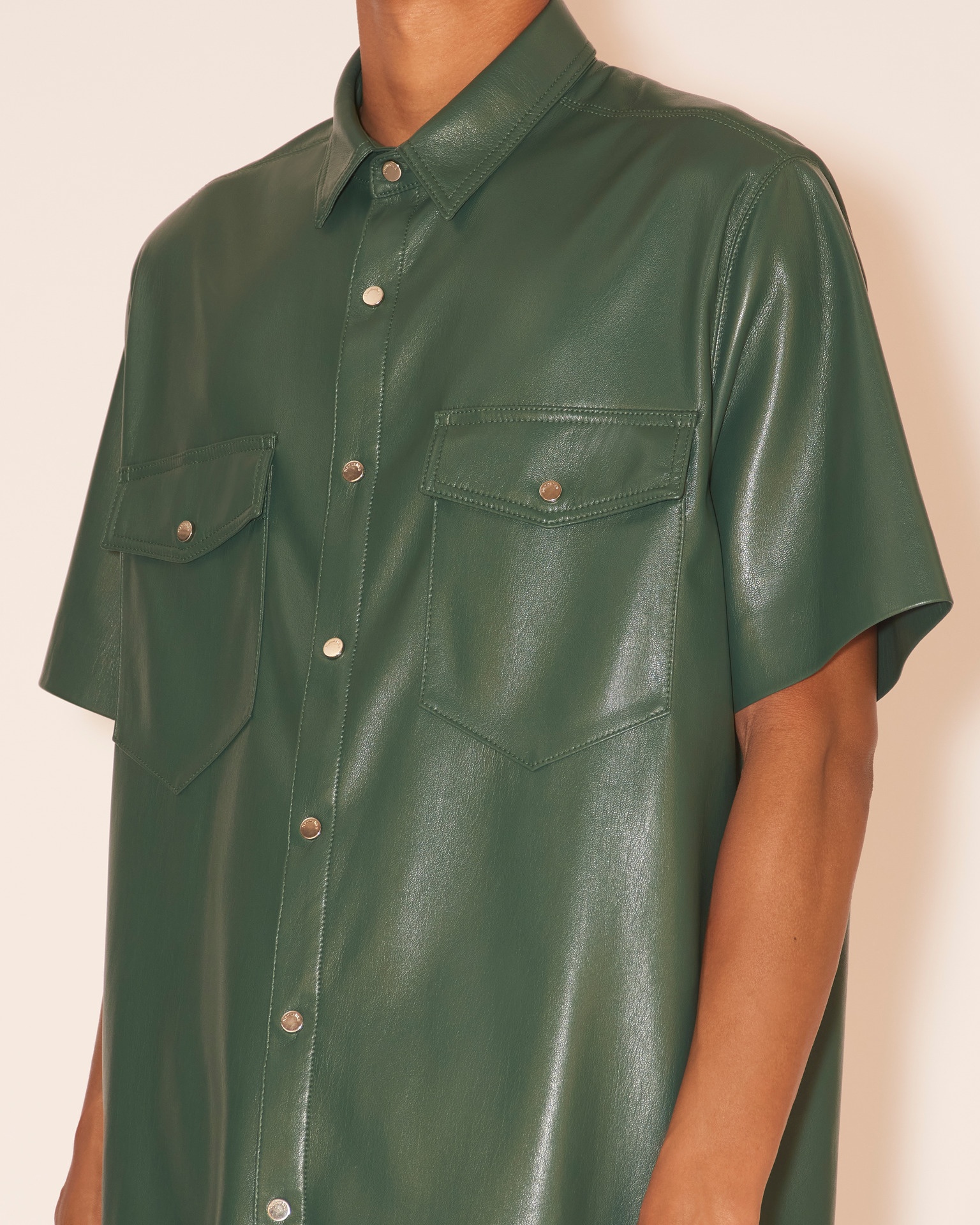 ADAM - OKOBOR™ alt-leather shirt - Pine green - 7