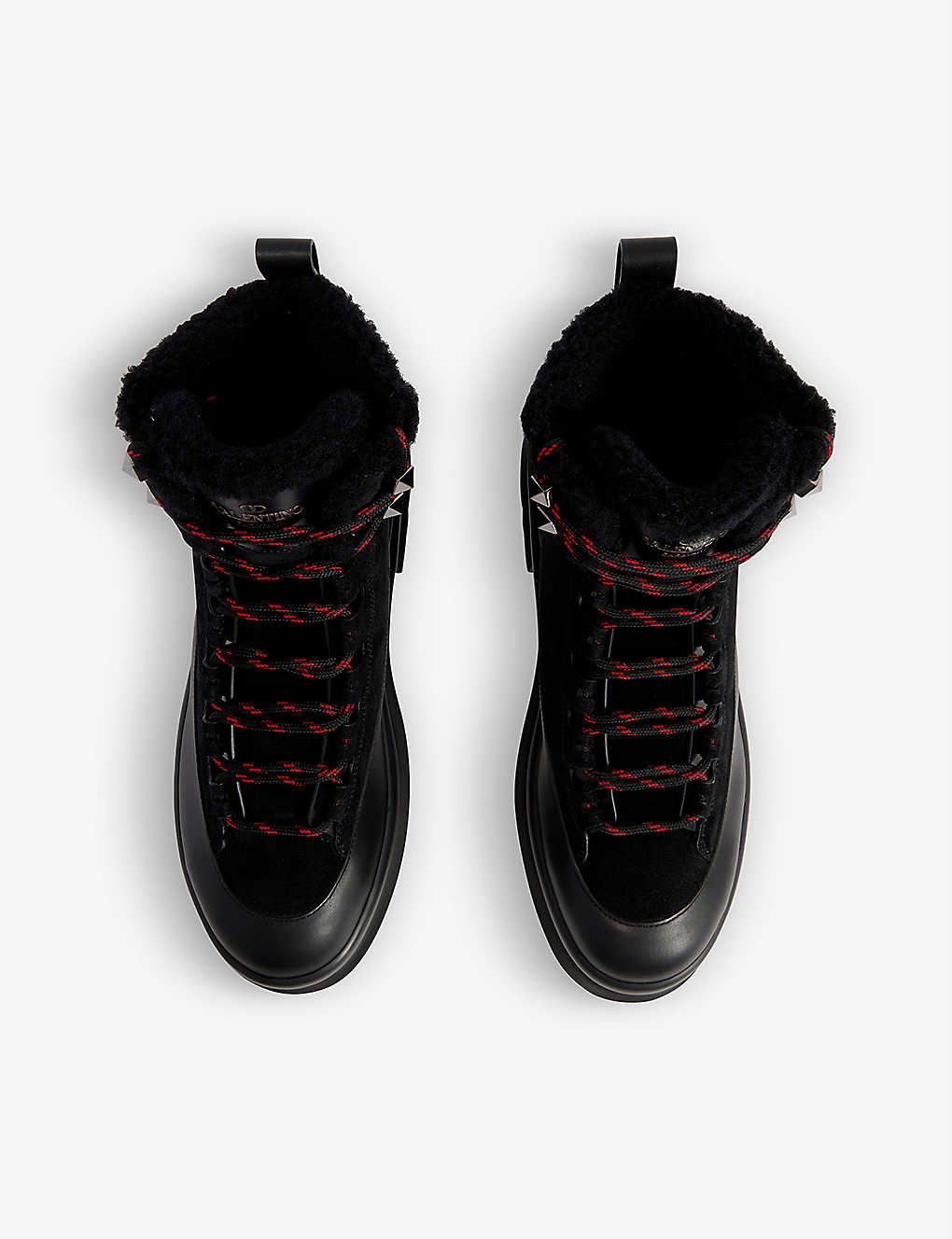 Roman Stud lace-up leather and shearling boots - 2