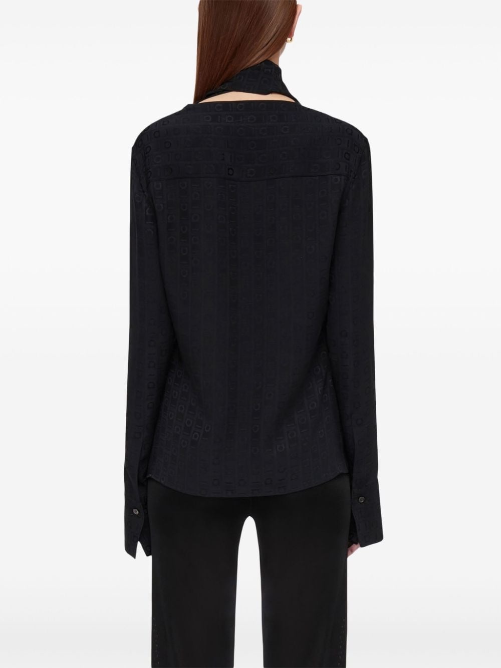 Gancini-jacquard silk blouse - 4