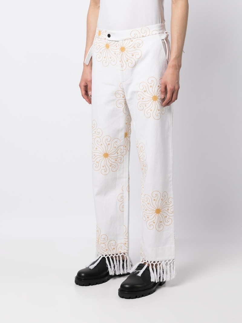 embroidered frayed straight-leg trousers 3