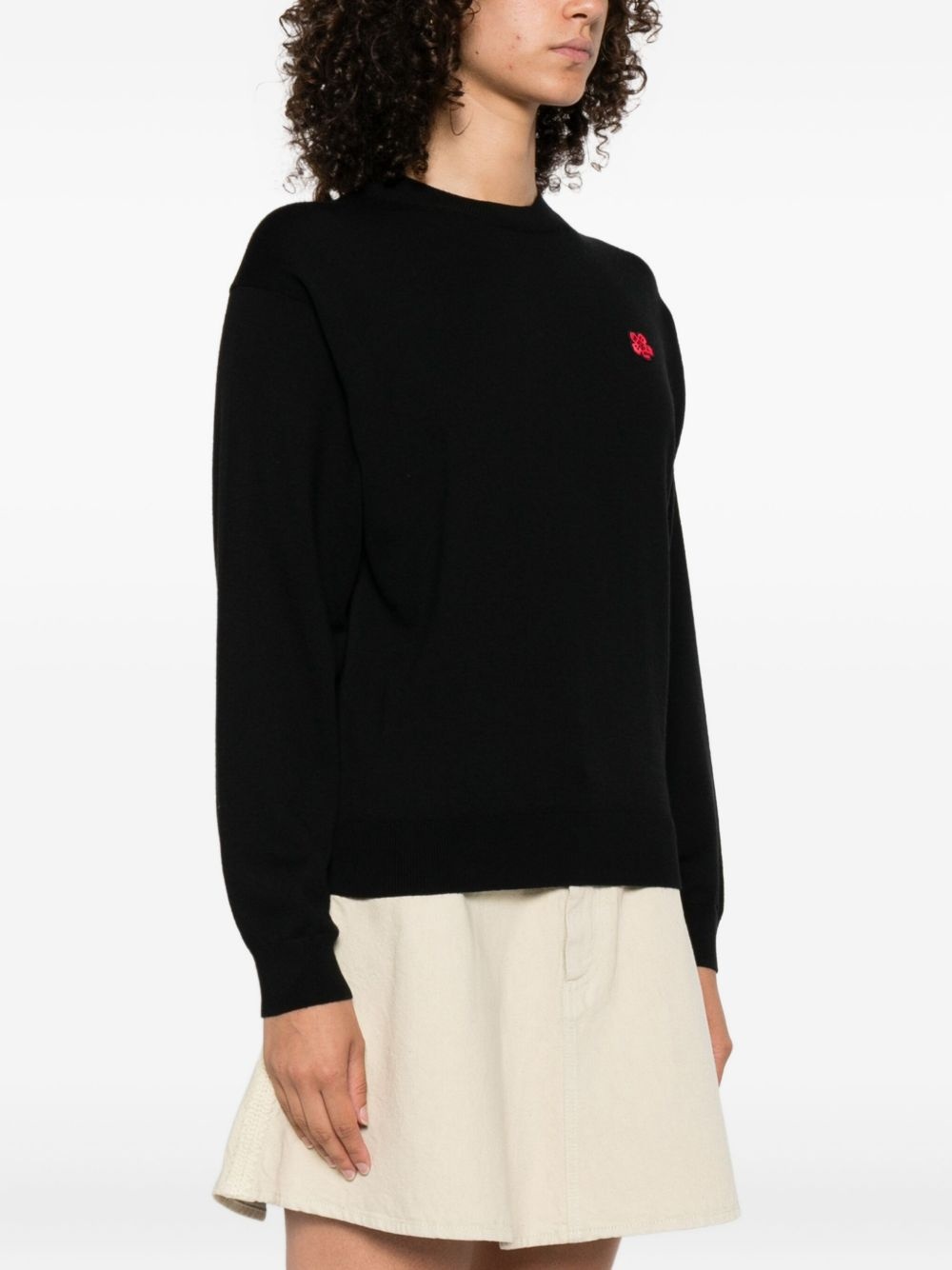 flower-embroidered wool sweater - 3