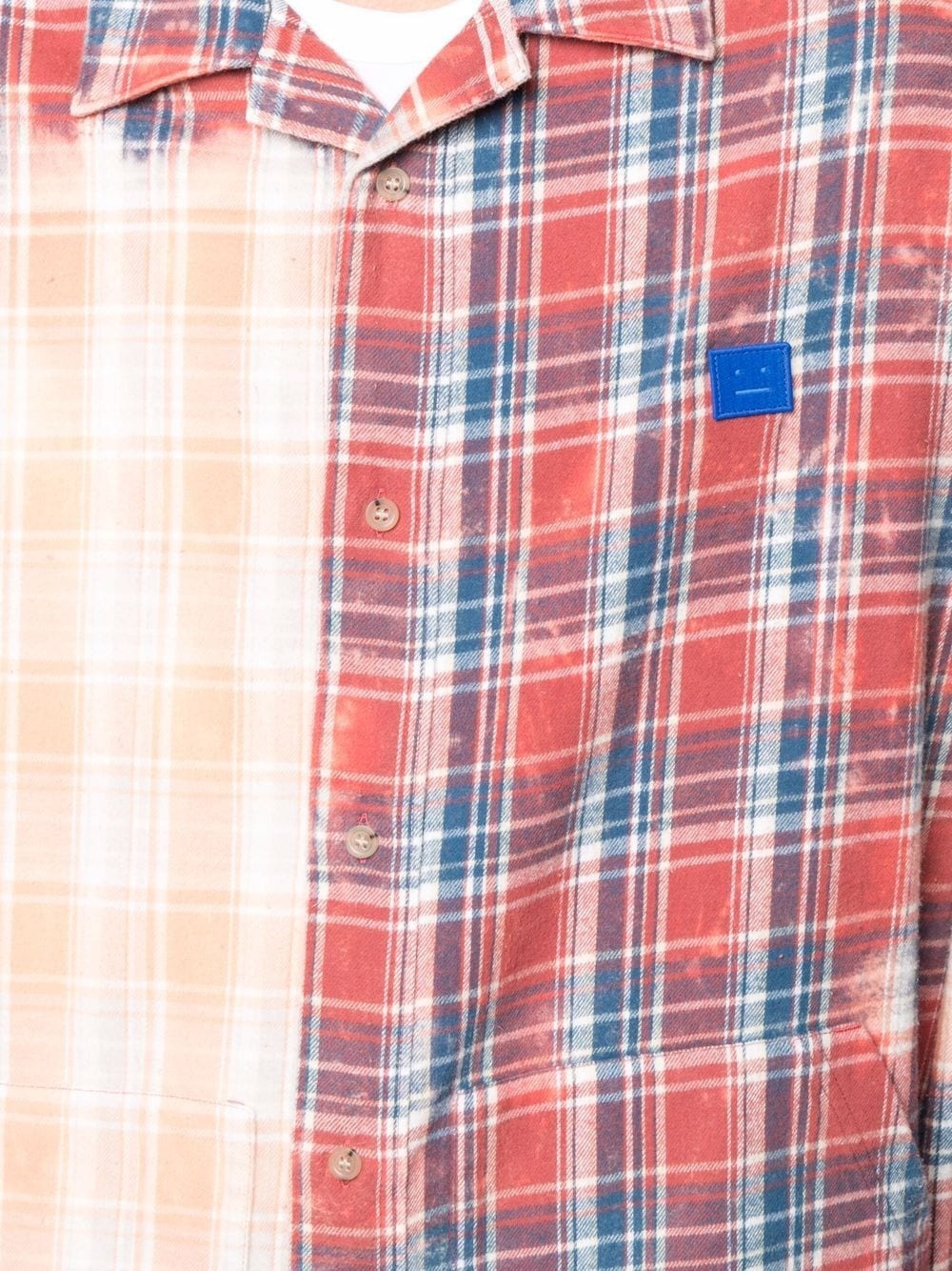 bleached-effect checked shirt - 6