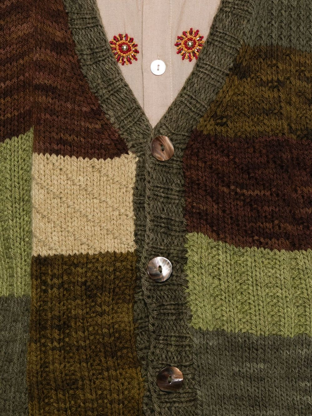 patchwork button cardigan - 5