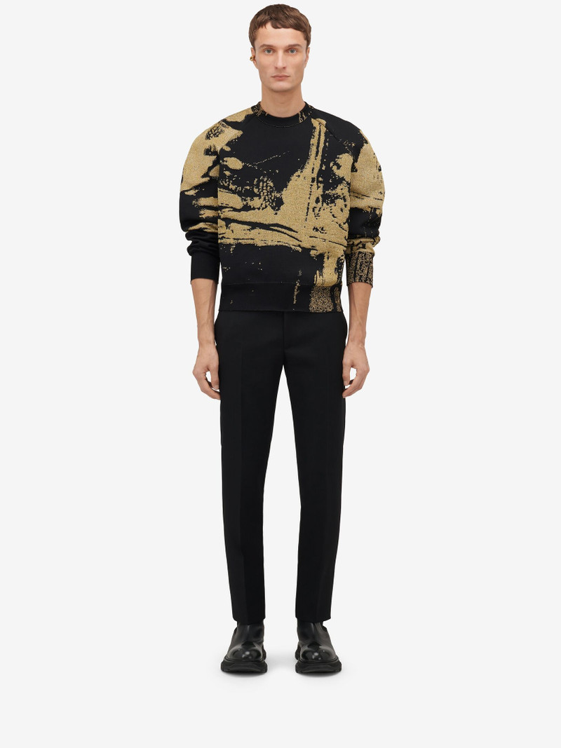 Alexander McQueen Men's Fold Jacquard Jumper in Black/ Gold outlook
