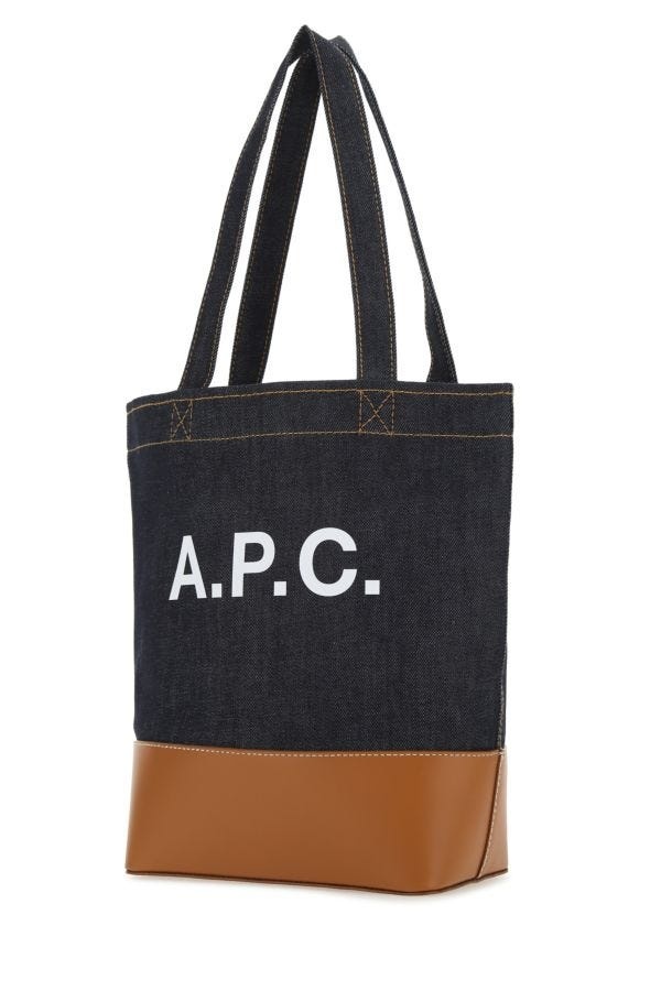A.P.C. MAN Two-Tone Denim And Leather Axelle Shopping Bag - 2