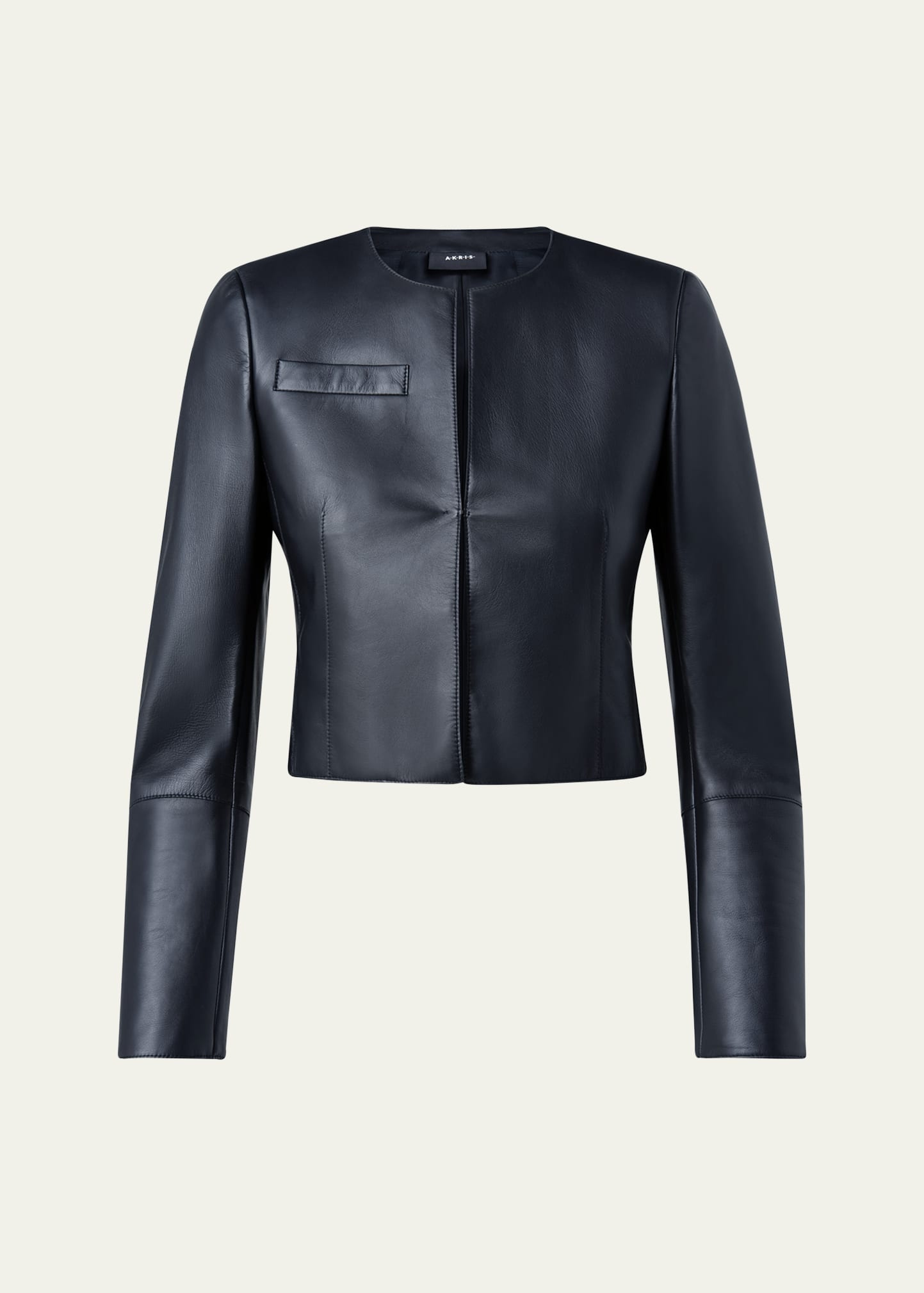 Hasso Cropped Napa Leather Jacket, Black - 1