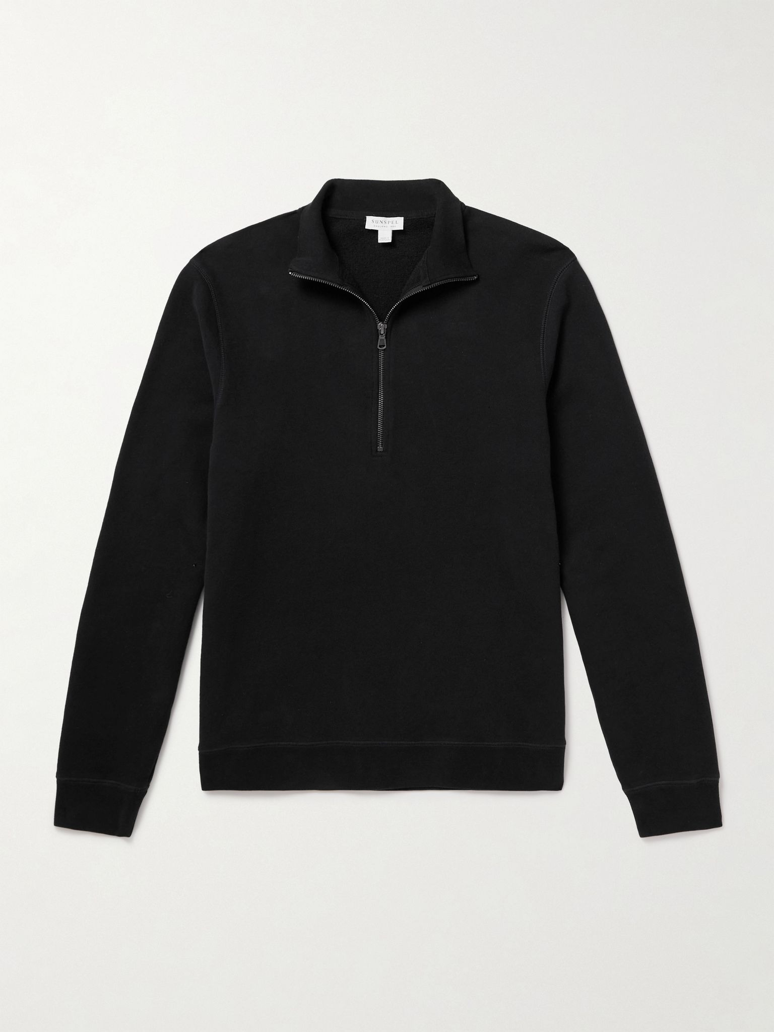 Cotton-Jersey Half-Zip Sweatshirt Black - 1
