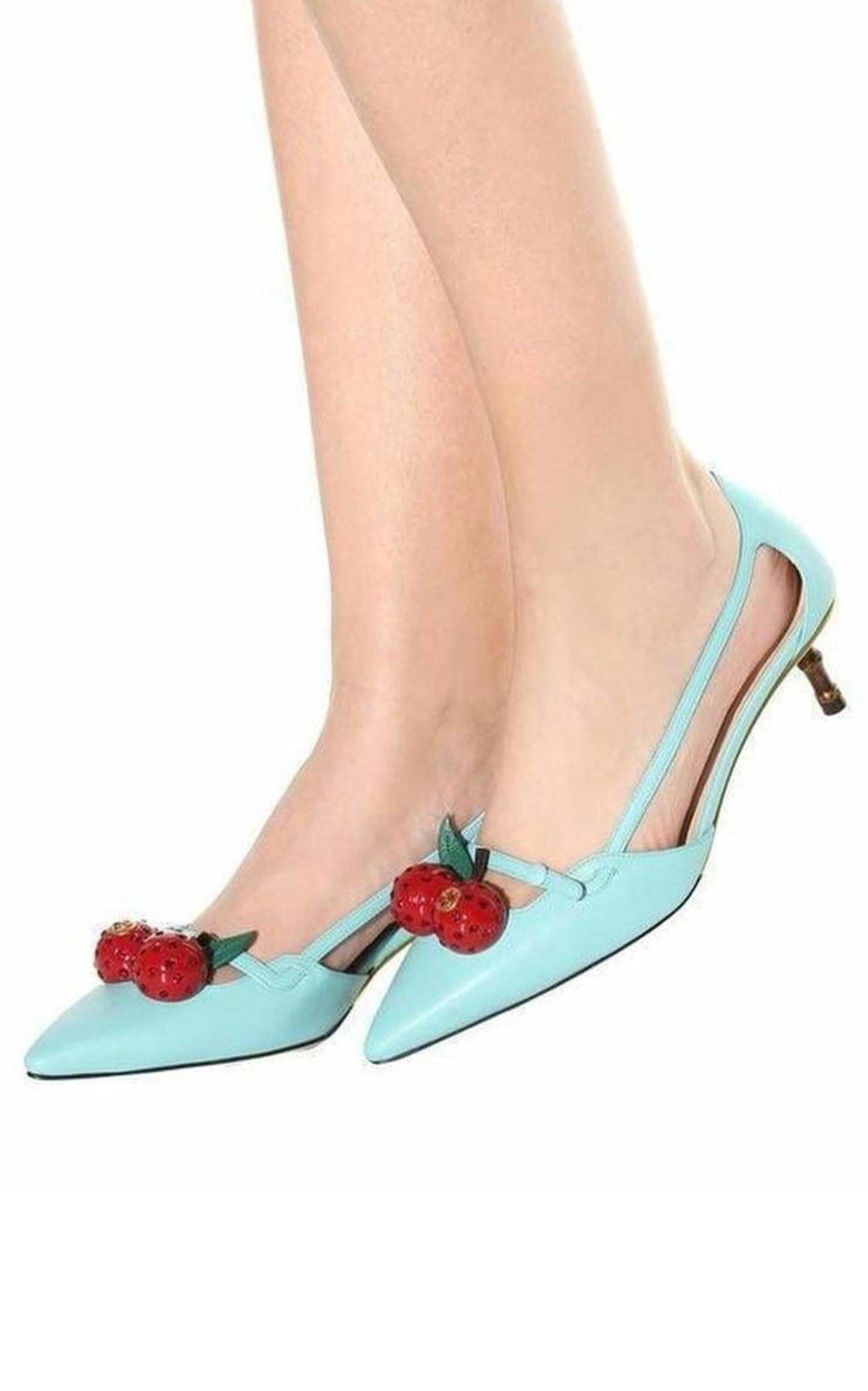 Unia Aqua Cherry Leather Slingback - 4