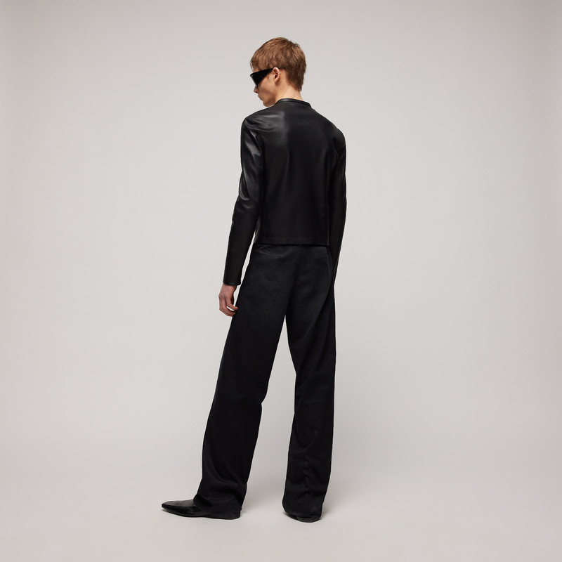 Perforated stretch leather zip jacket 3