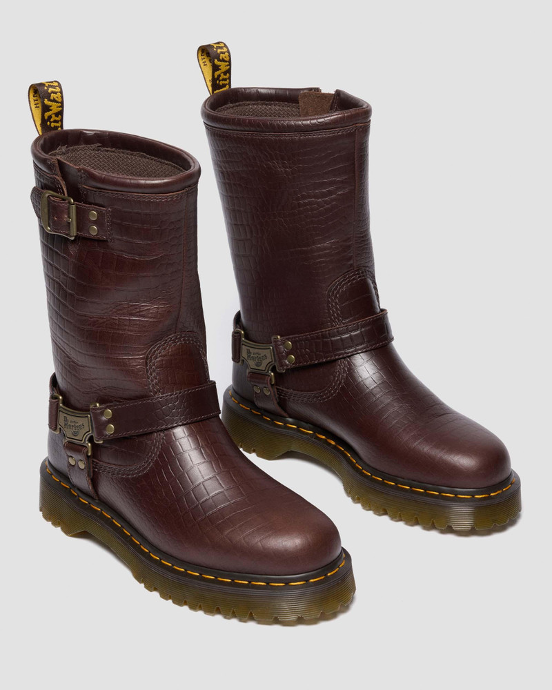 Anistone Hi Reptile Emboss Pull Up Boots 8