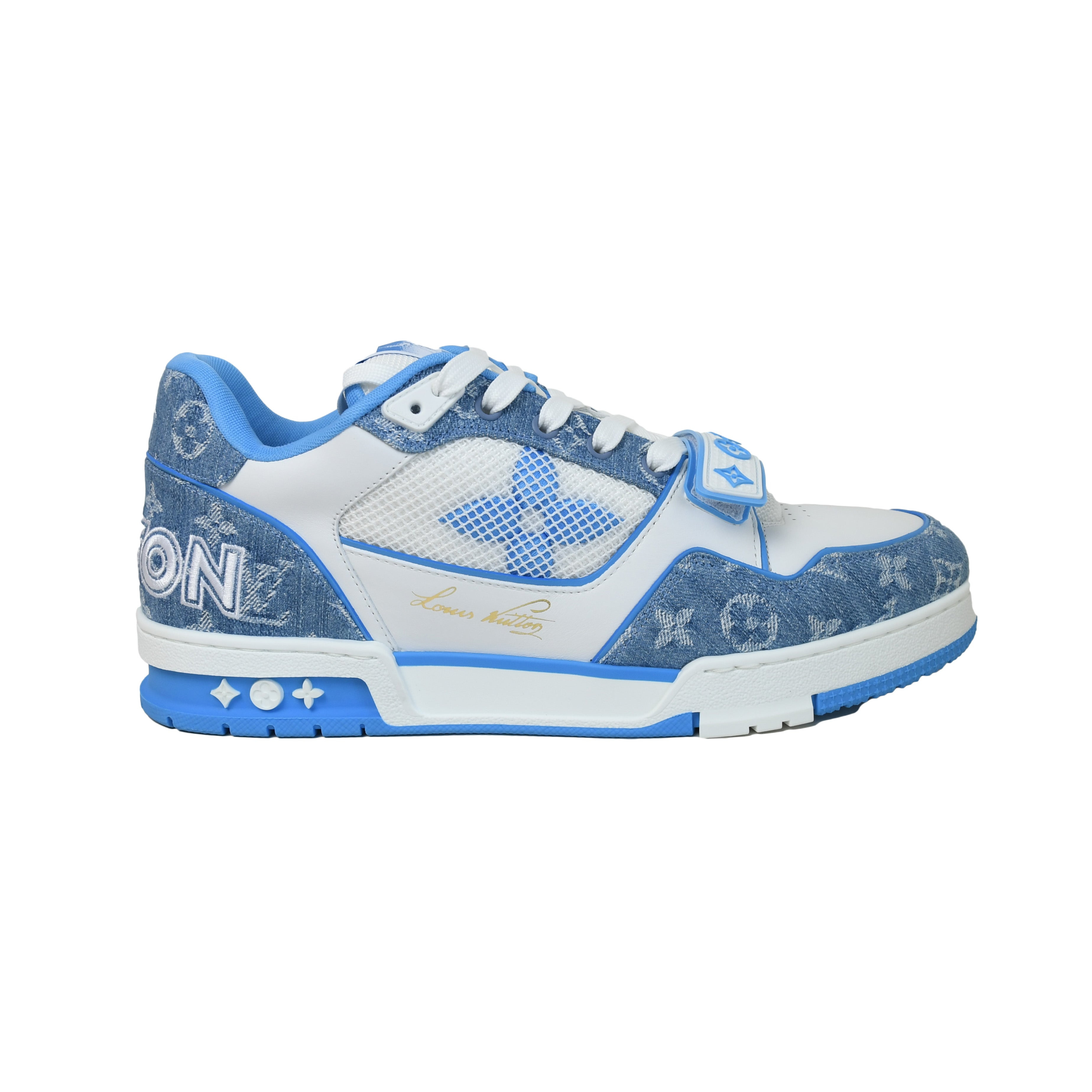 Louis Vuitton Monogram Strap Trainer White Blue - 2