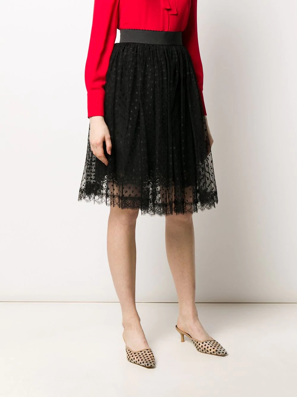 pleated lace midi skirt - 3