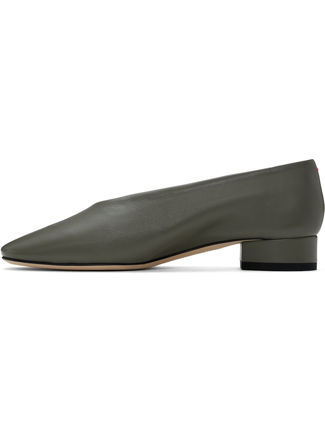 Gray Delia Leather Ballerina Flats - 3