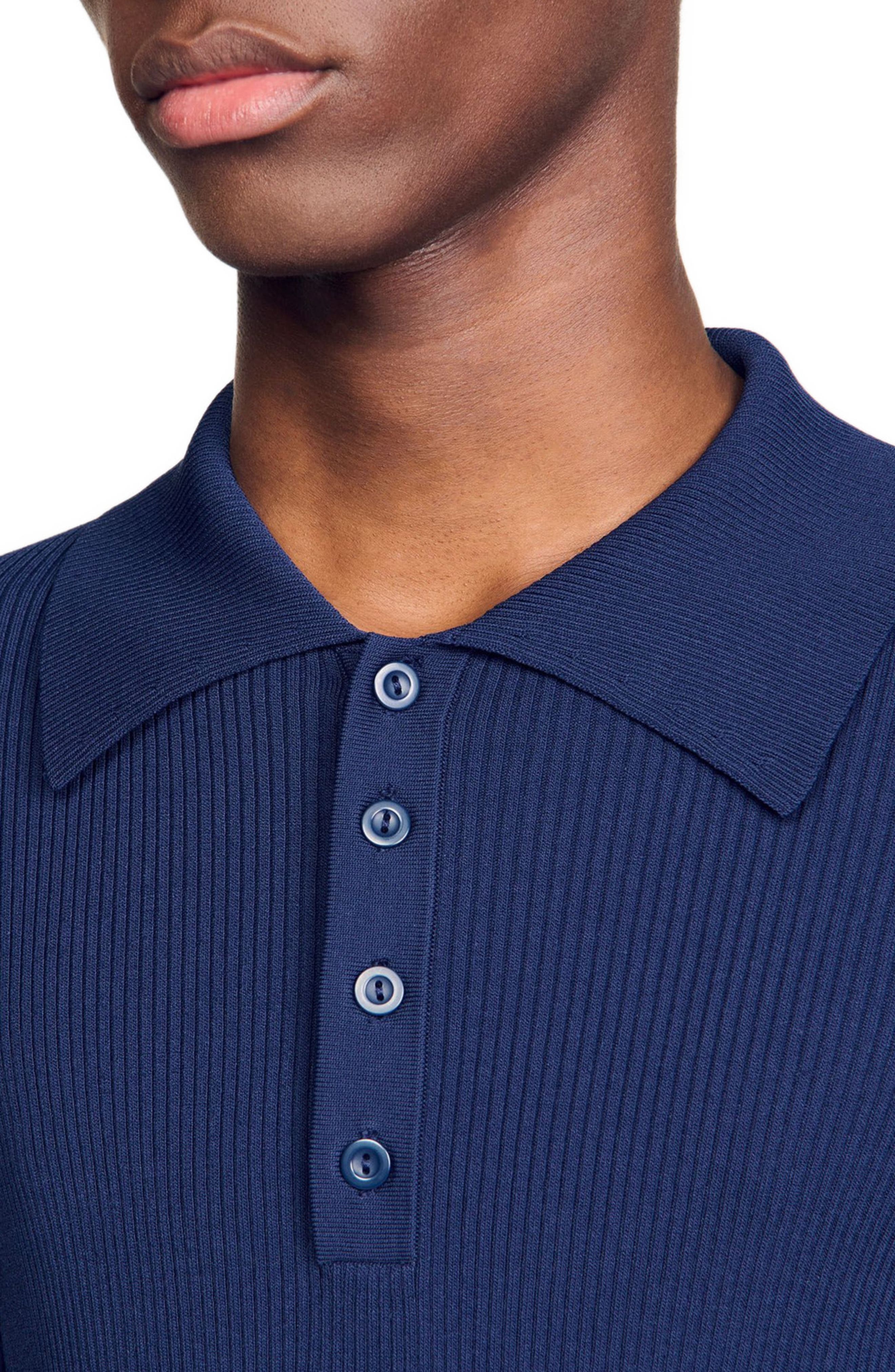 SANDRO Rib knit polo shirt in Royal Blue at Nordstrom - 4