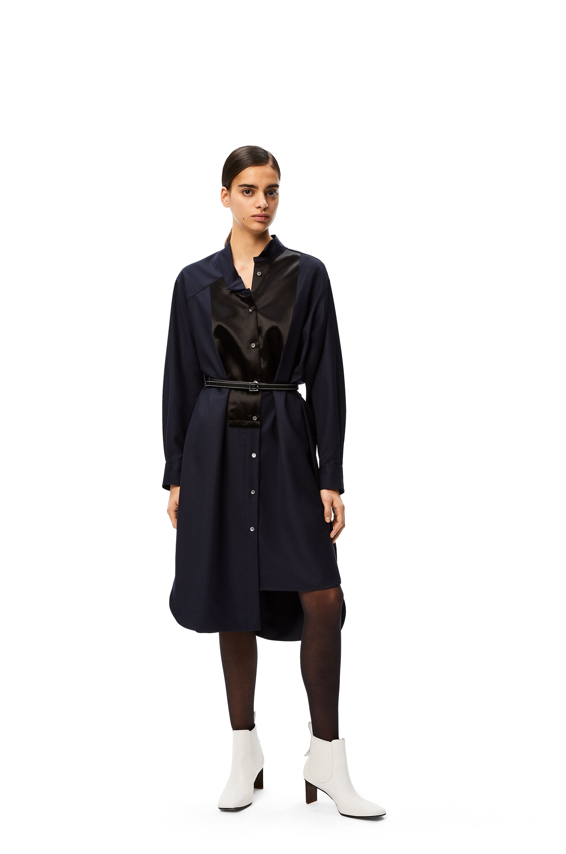 Asymmetric shirtdress in wool - 2