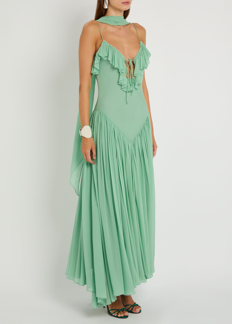 De La Vali DE LA Vali Harmattan Ruffled Georgette Maxi Dress outlook