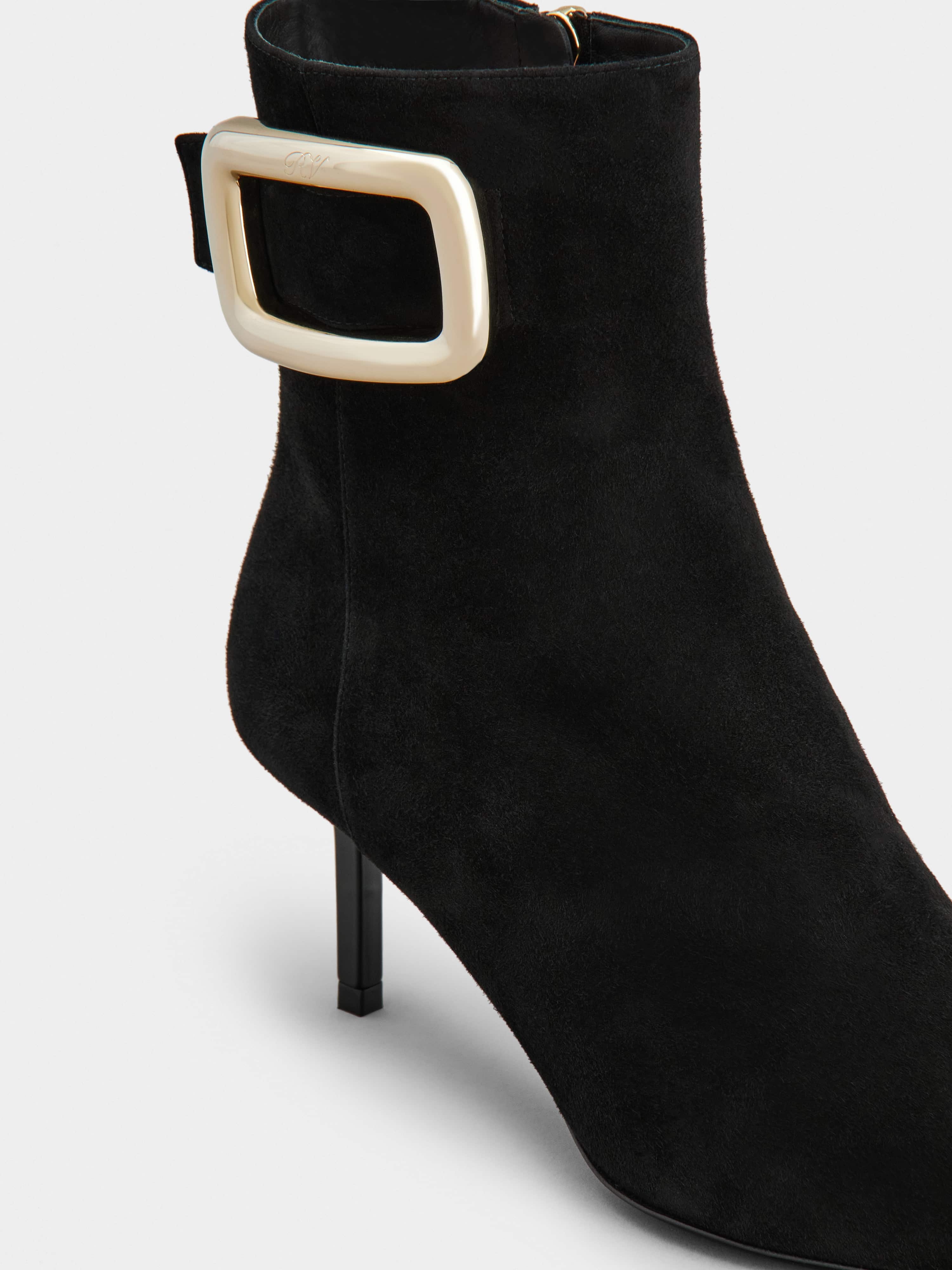 Viv' Choc Metal Buckle Booties in Suede - 3