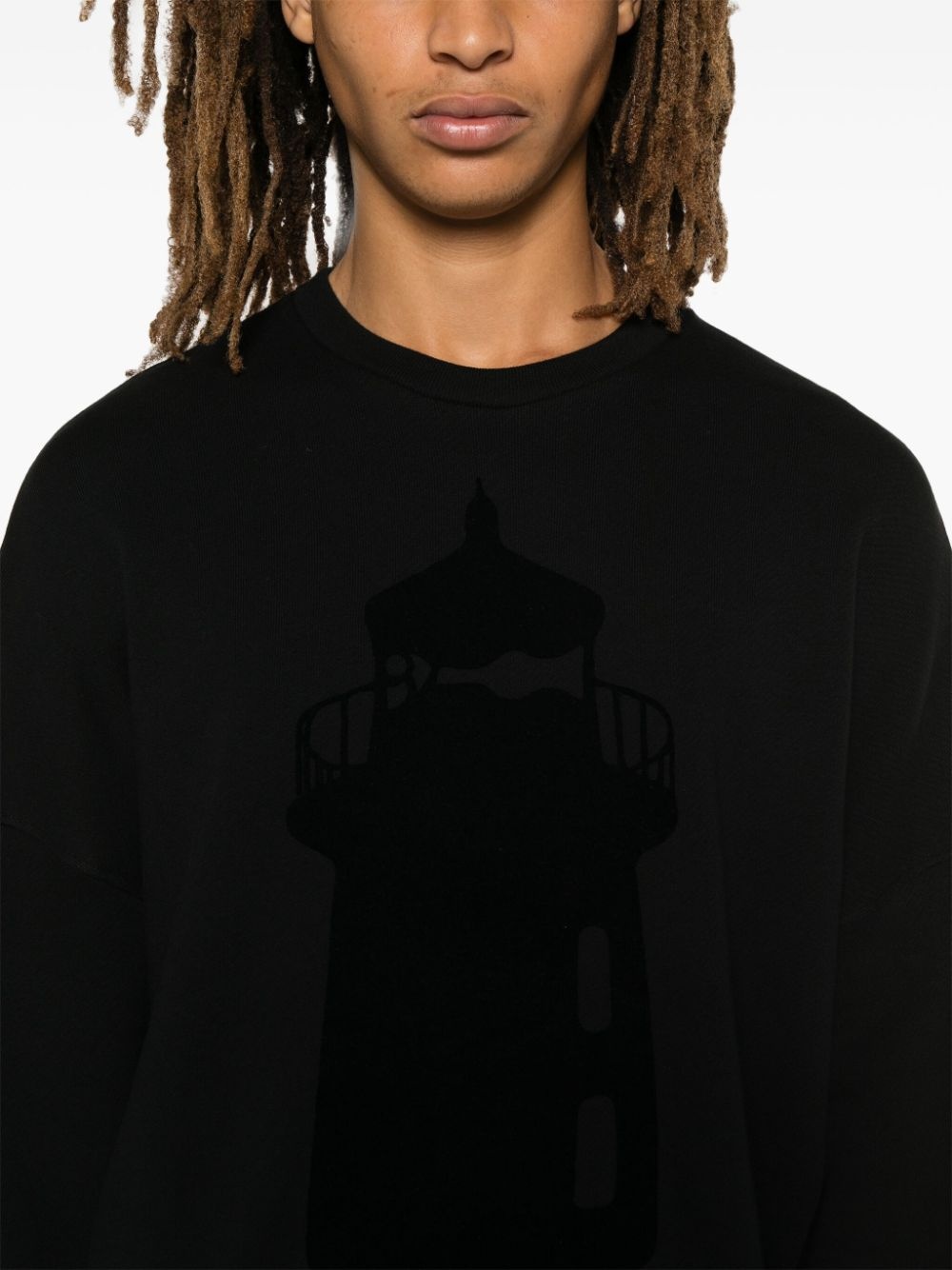 flocked-motif sweatshirt - 5