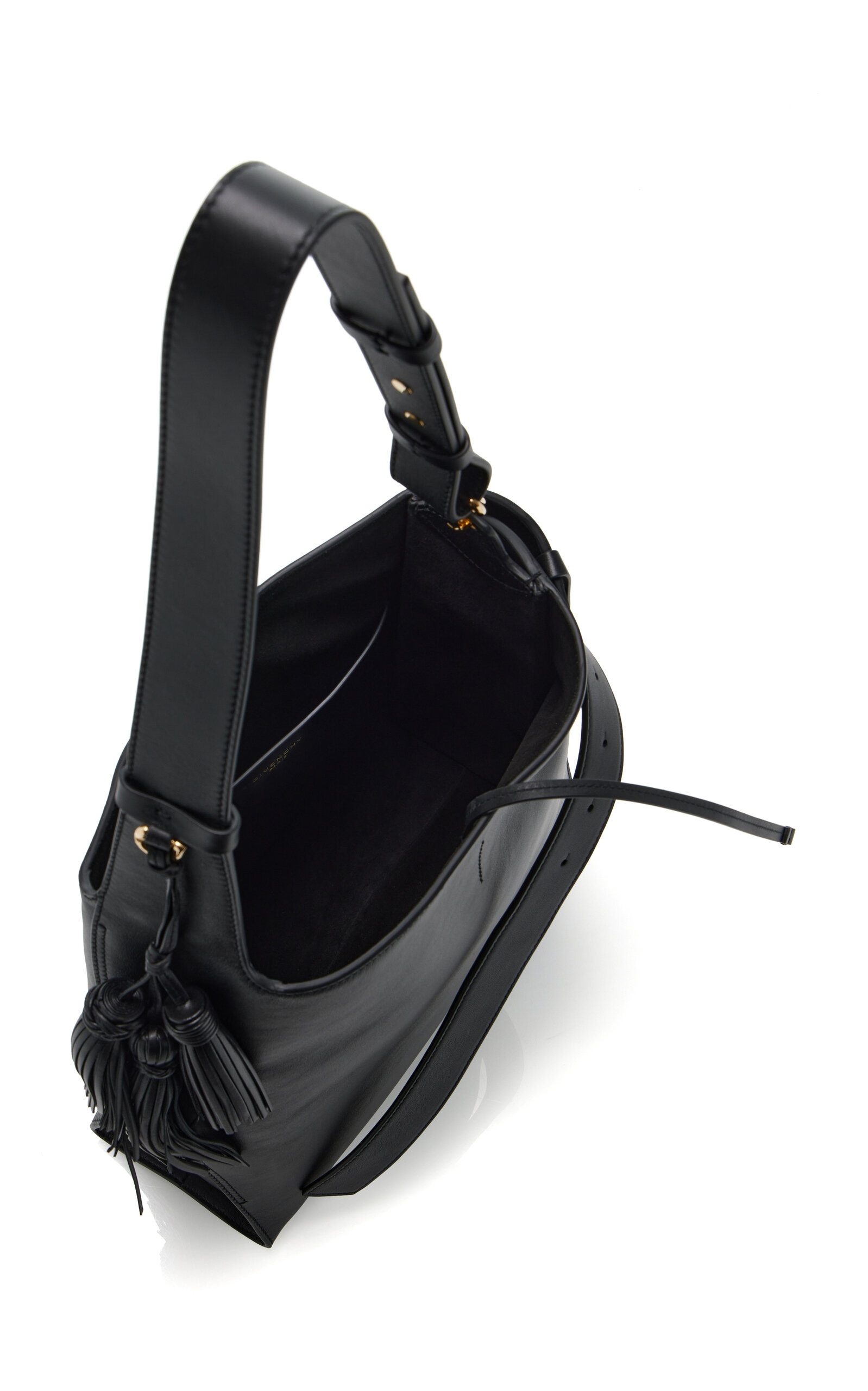 Medium Belted Leather Hobo Bag black - 5
