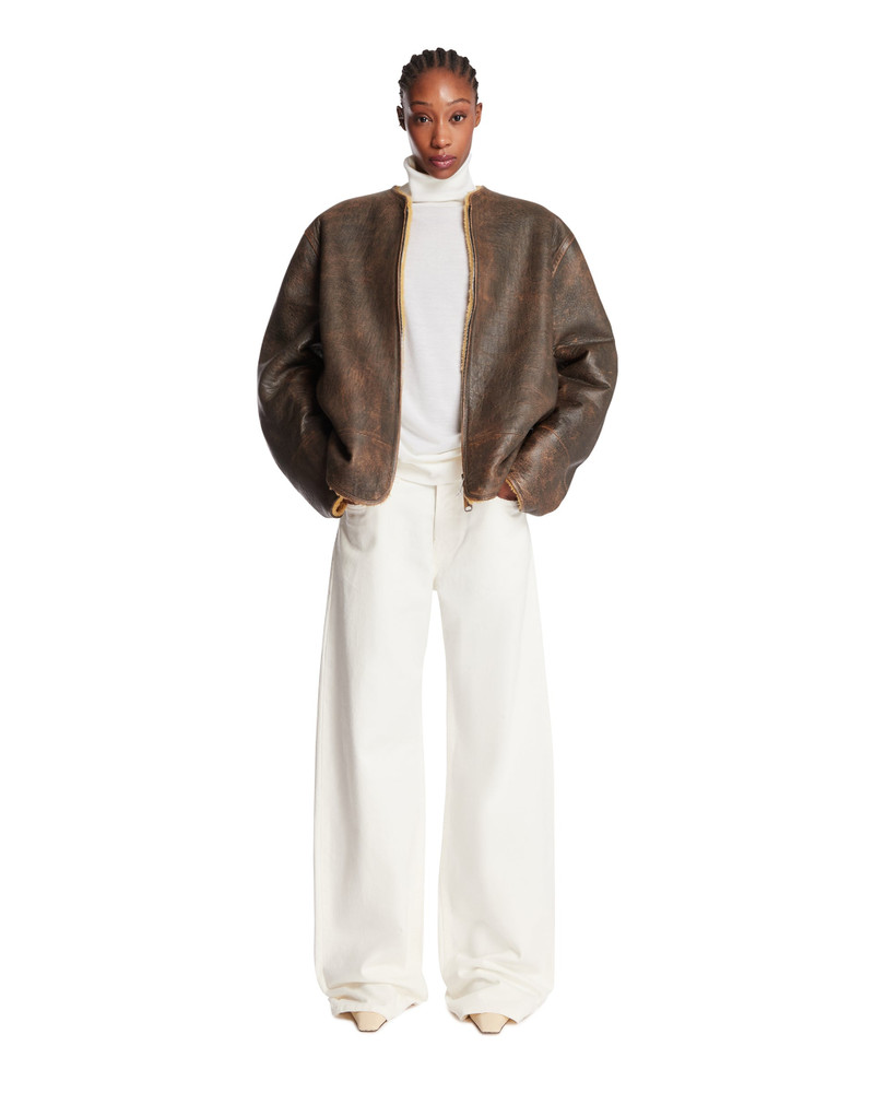 KHAITE Brown Ruban Leather Jacket outlook