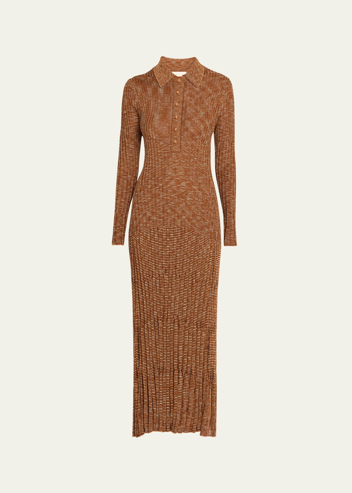 Long-Sleeve Mouline Midi Dress - 1