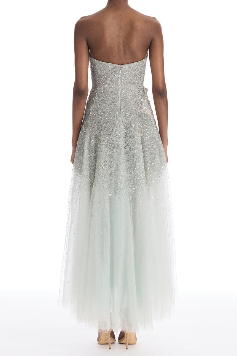 Strapless Mixed All Over Beaded Cocktail Dress 4