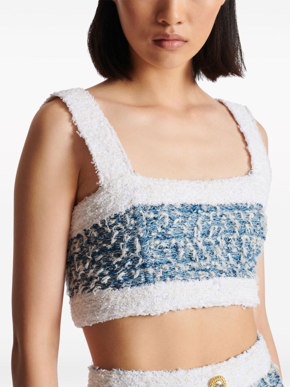 denim tweed crop top - 7