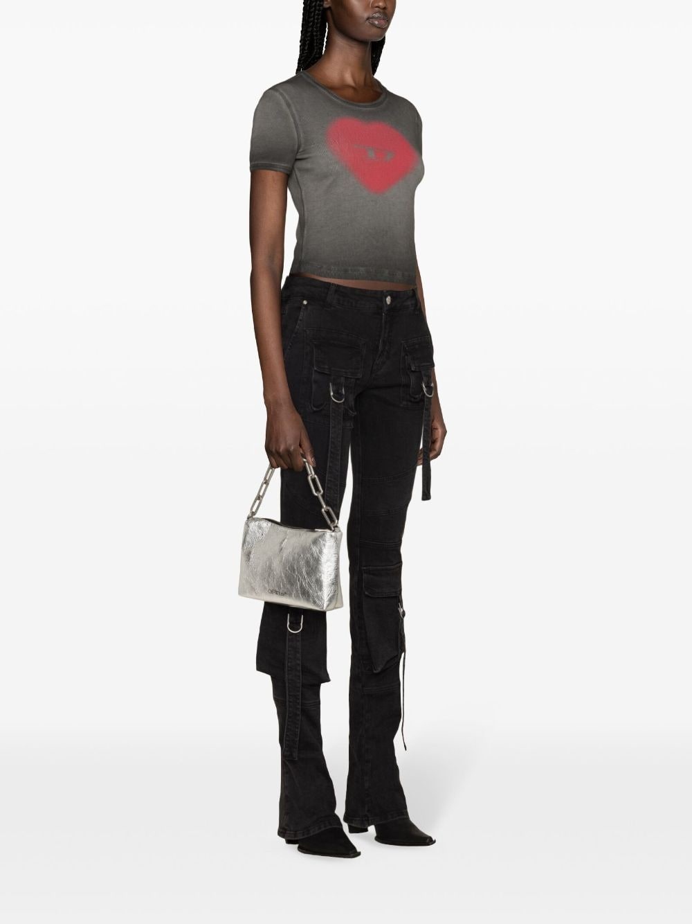 logo heart-print faded T-shirt - 3