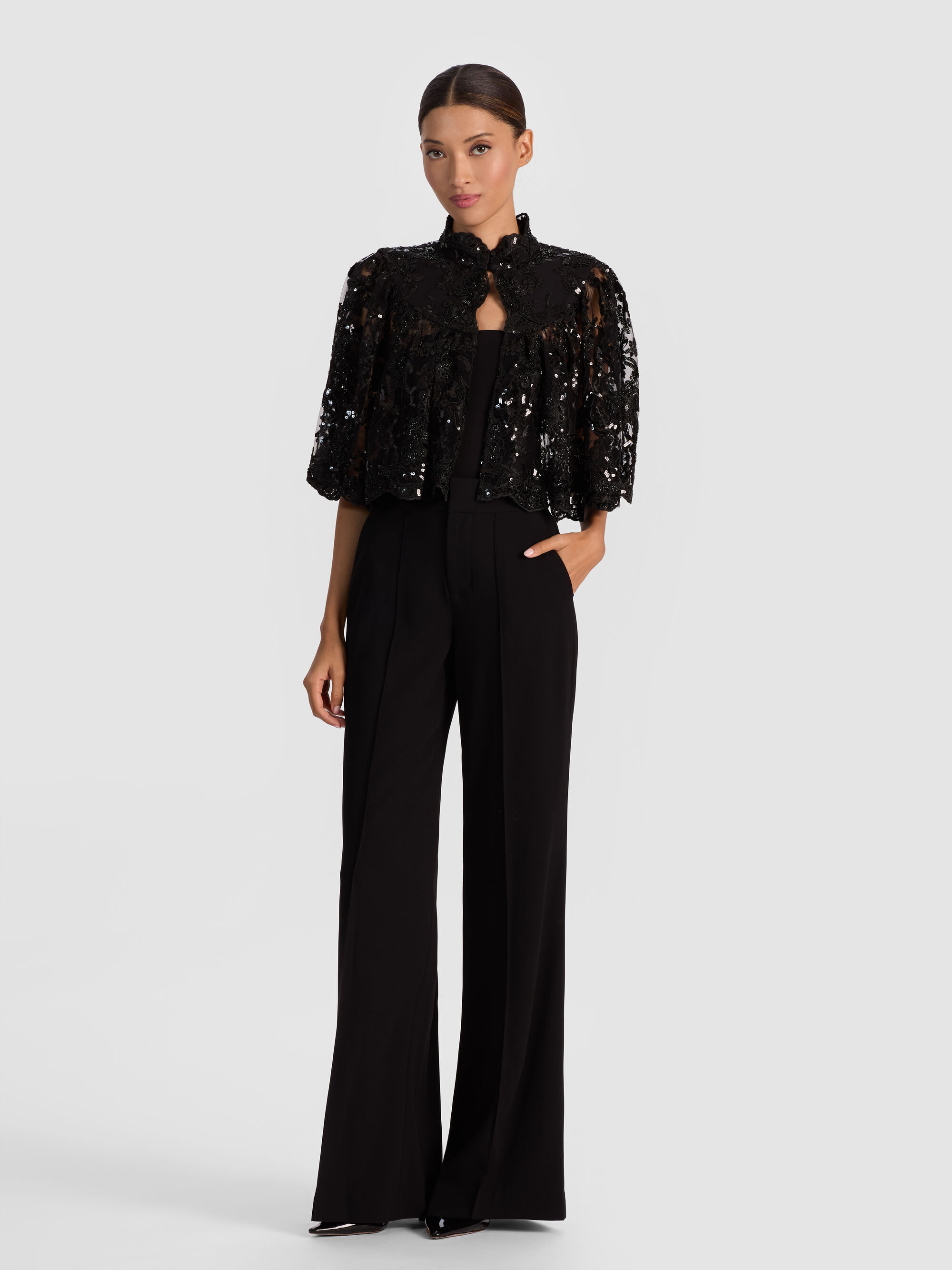 AURELIA EMBELLISHED LACE CAPELET - 3